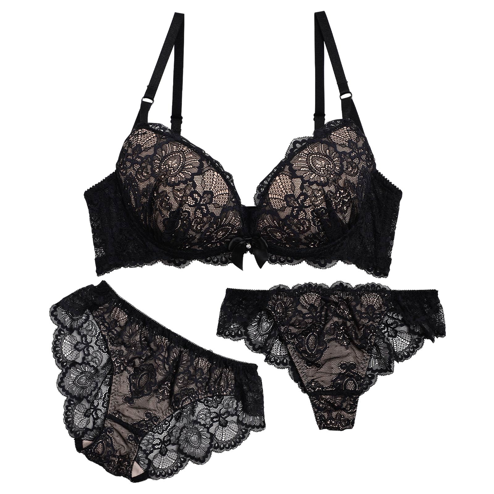 2/10再販!【3点セット】ヴィーナスヌーディブラジャー&バック透けフルバック&ハーフバックショーツ - 【公式】247Lingerie