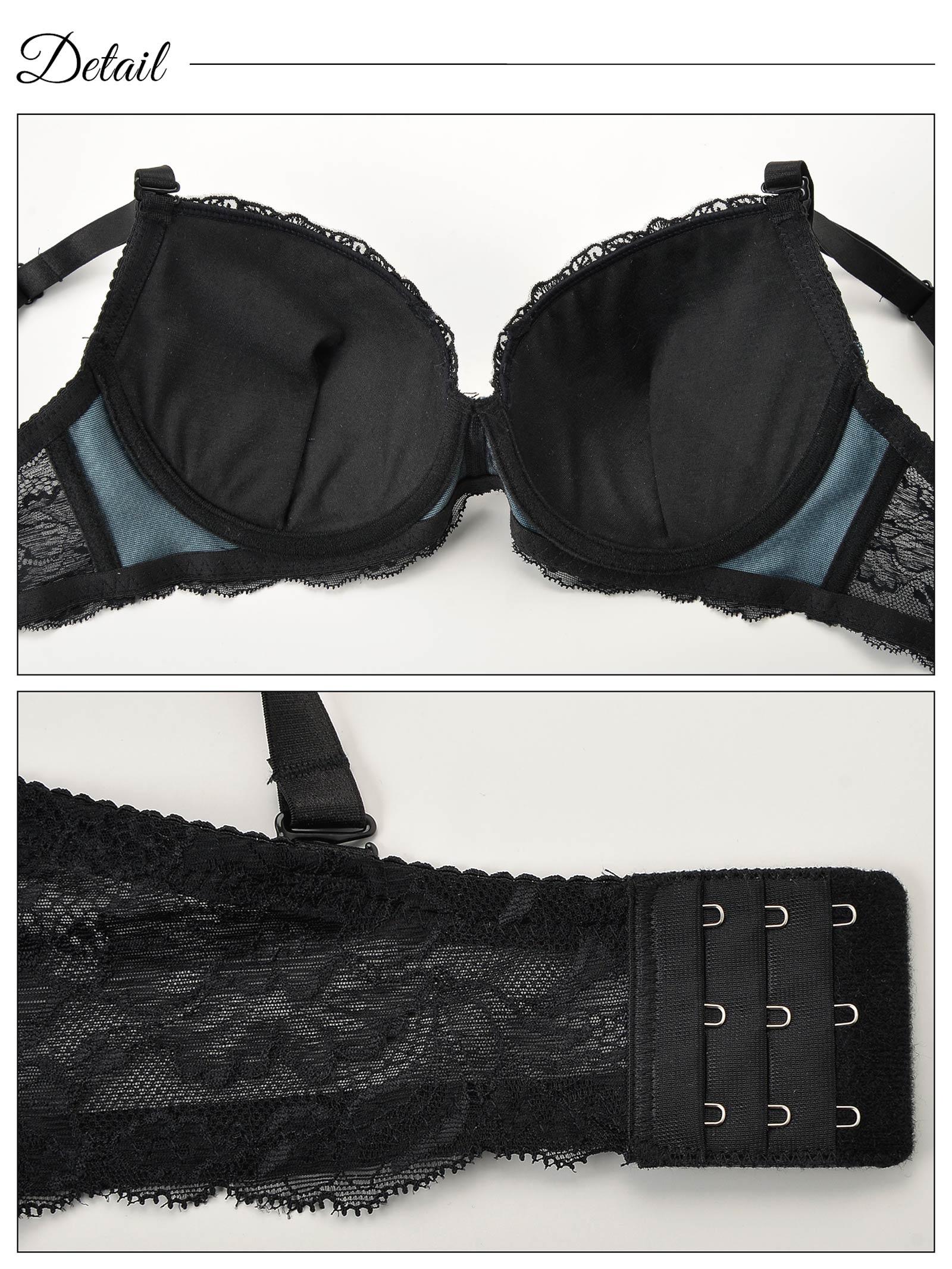 2/3再販!【EFサイズ】スモーキーカラー×ブラックフラワー刺繍ブラジャー&フルバックショーツ - 【公式】247Lingerie