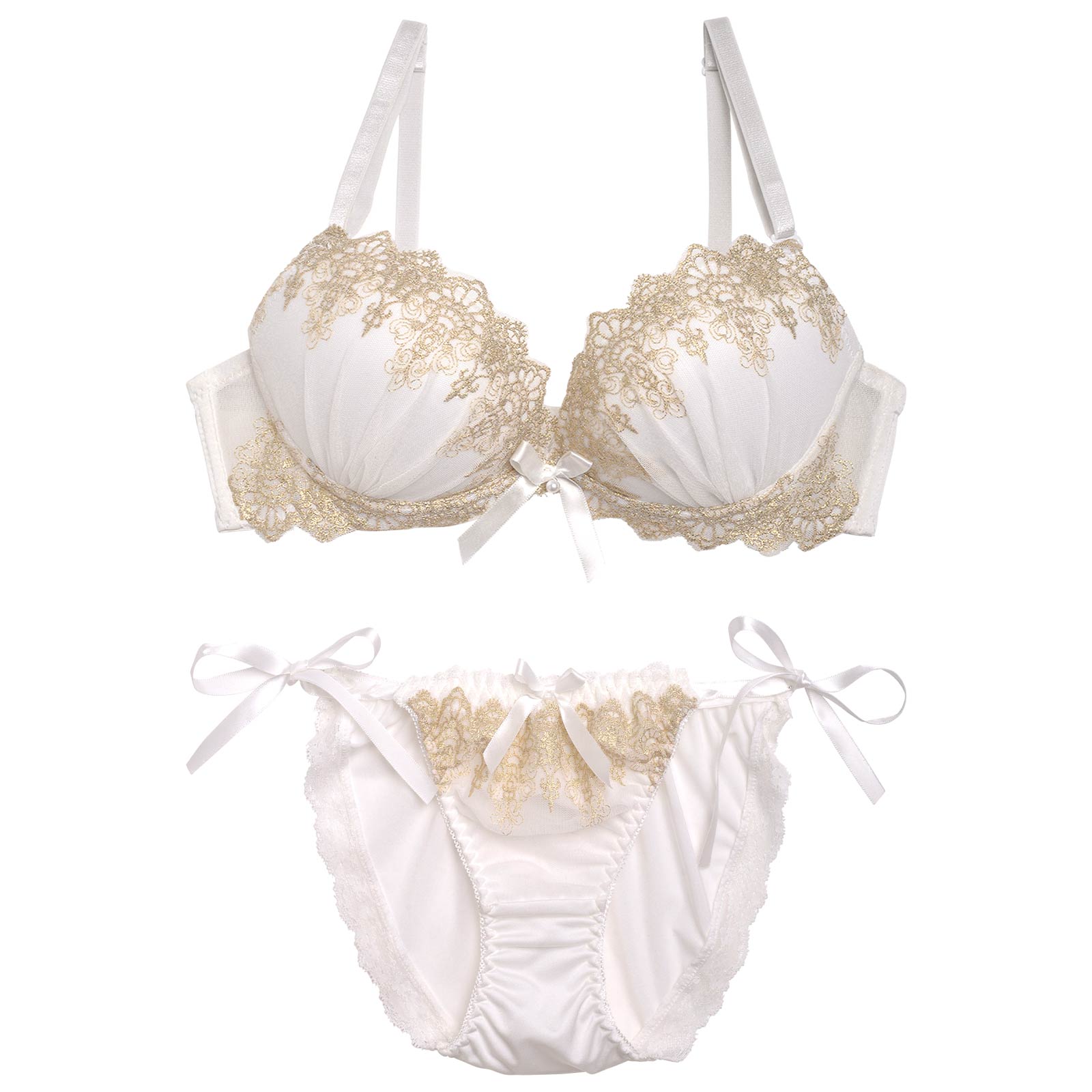 10/21再販!【三上悠亜着用】エレガントスカラップレースブラジャー&サイド紐フルバックショーツ