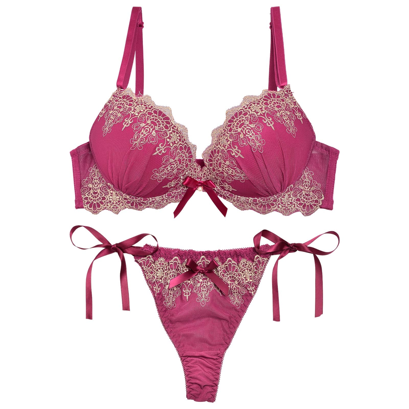 12/11再販!【三上悠亜着用】エレガントスカラップレースブラジャー&サイド紐Tバックショーツ