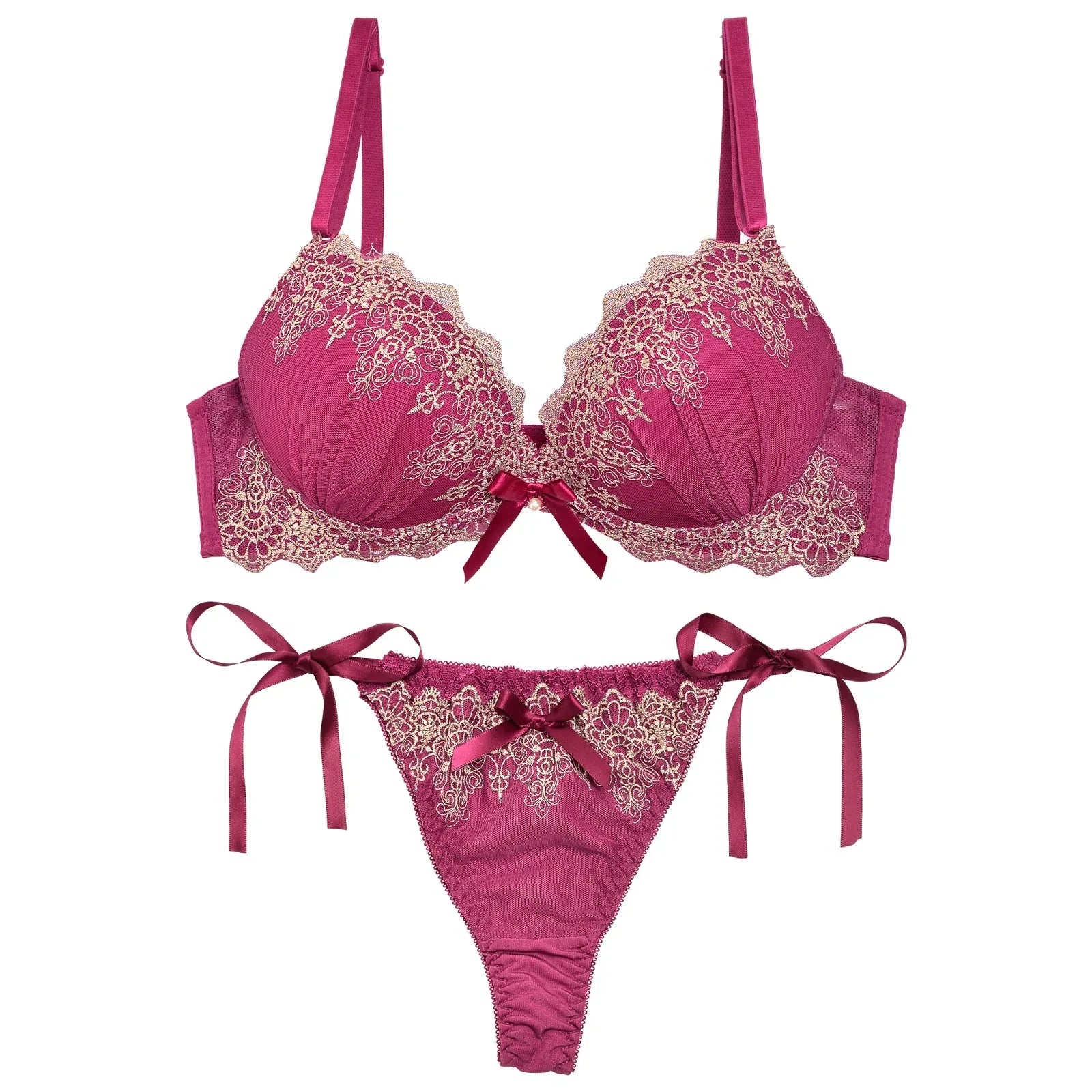 2/14再販!【三上悠亜着用】エレガントスカラップレースブラジャー&サイド紐Tバックショーツ - 【公式】247Lingerie