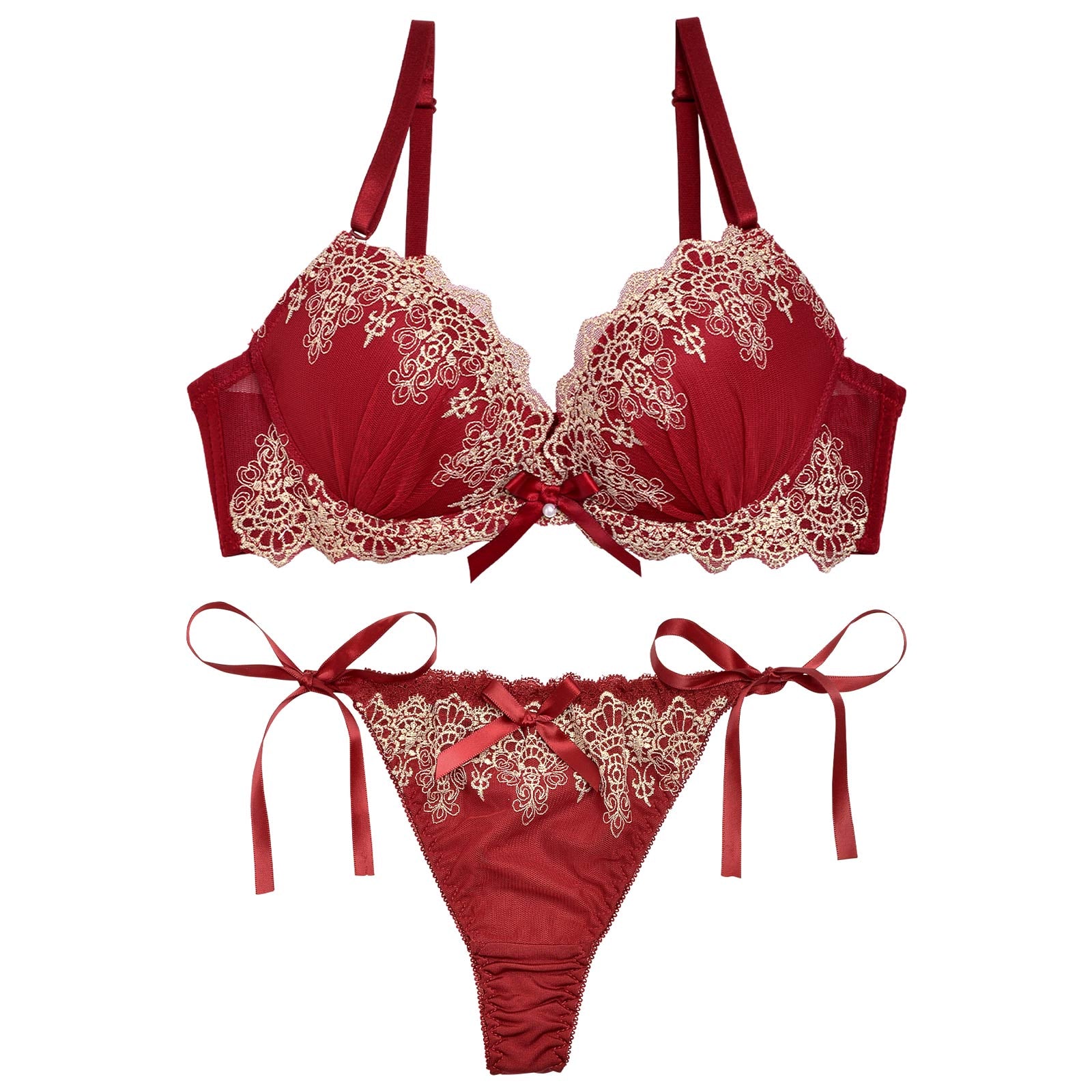 12/11再販!【三上悠亜着用】エレガントスカラップレースブラジャー&サイド紐Tバックショーツ