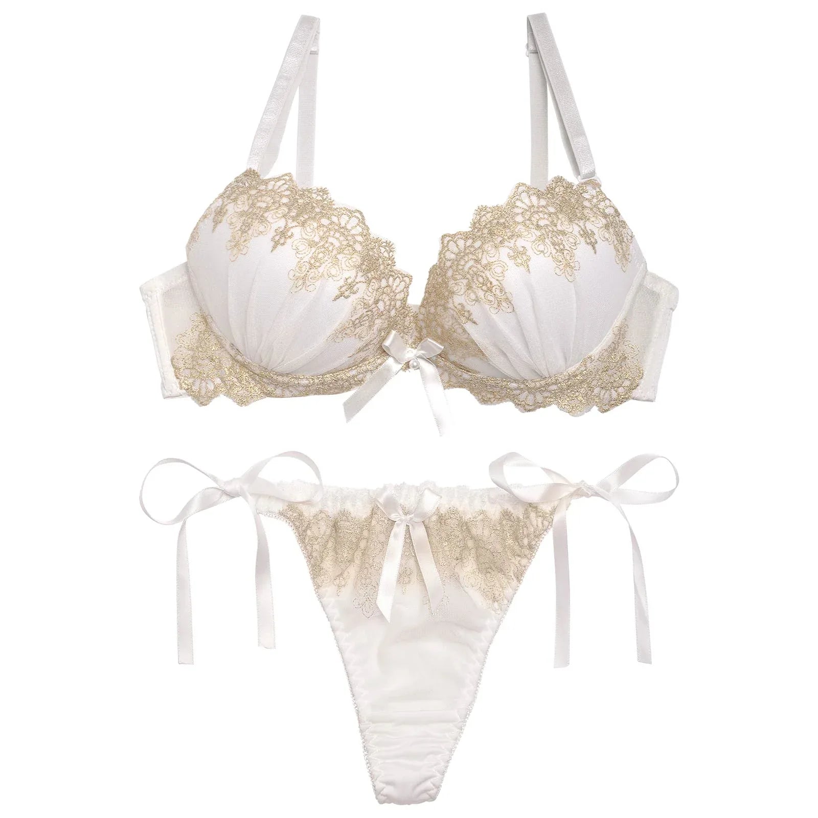 2/14再販!【三上悠亜着用】エレガントスカラップレースブラジャー&サイド紐Tバックショーツ - 【公式】247Lingerie