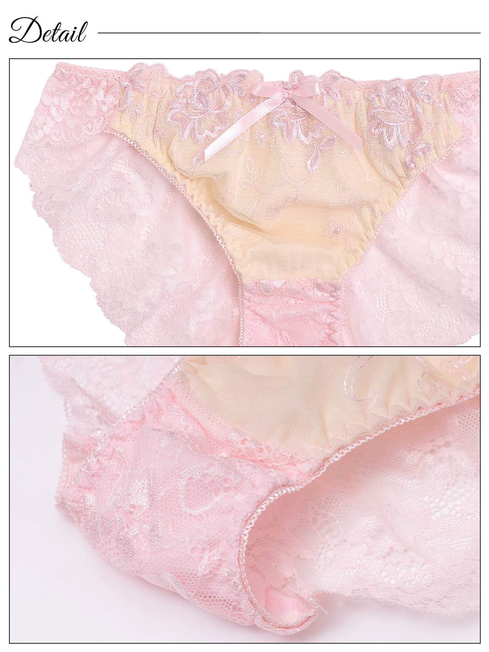 11/27再販!【三上悠亜着用】【EFサイズ】パステルレースxヌーディーブラジャー&バック透けフルバックショーツ