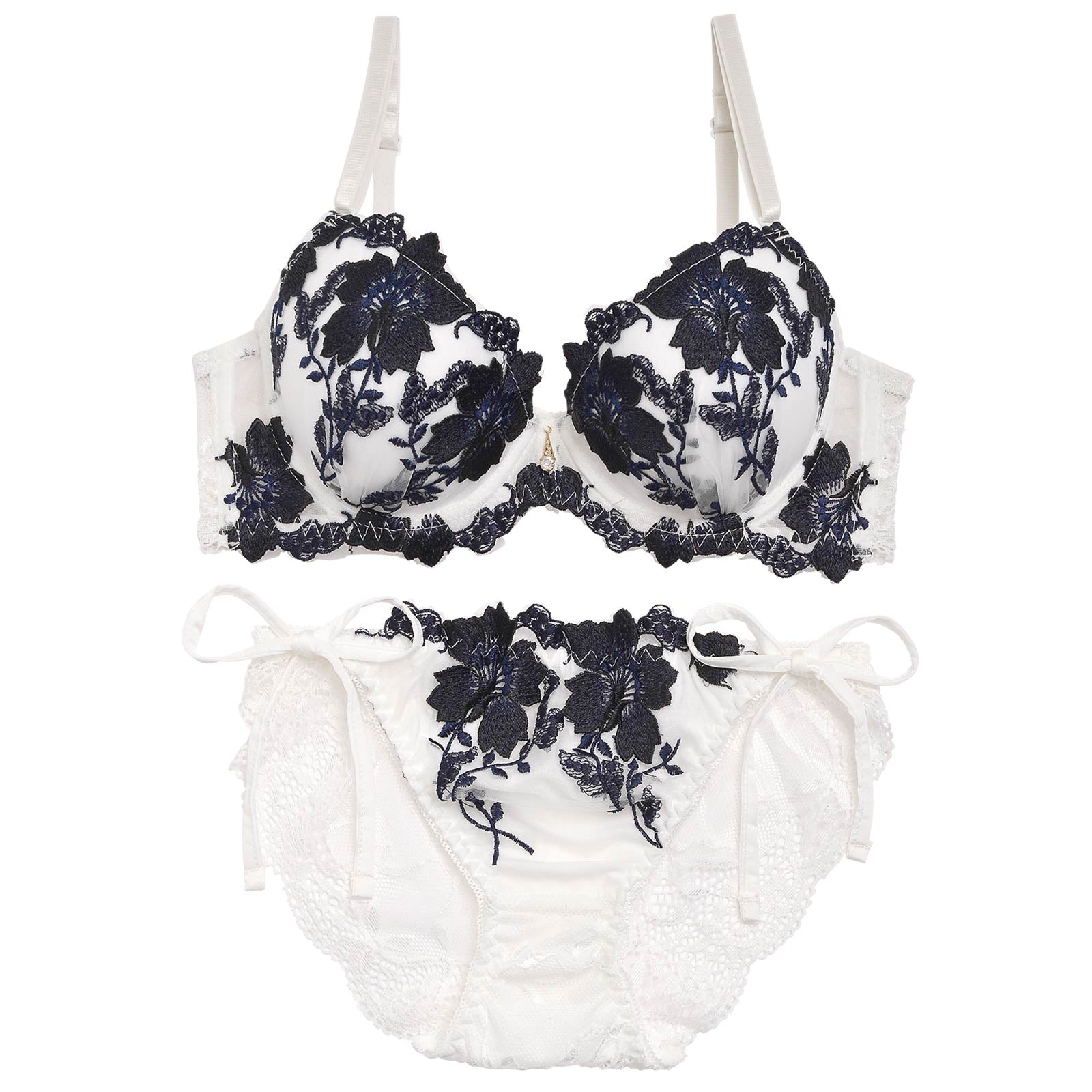 12/3再販!【三上悠亜着用】【EFサイズ】グラジオラスflowerレースブラジャー&サイド紐・バック透けフルバックショーツ