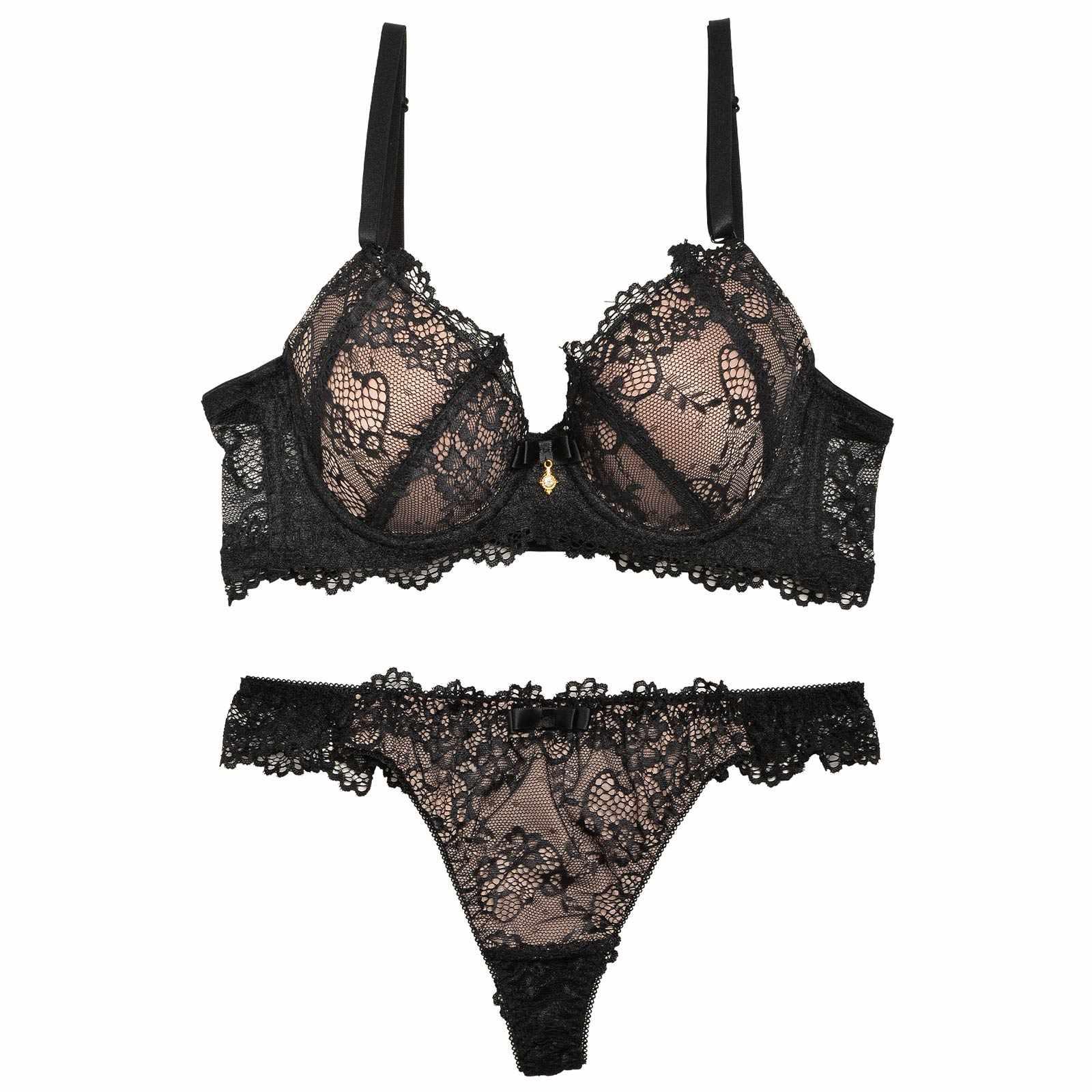 2/7再販!ヌーディーレース育乳脇高ブラジャー&バック透けTバックショーツ - 【公式】247Lingerie