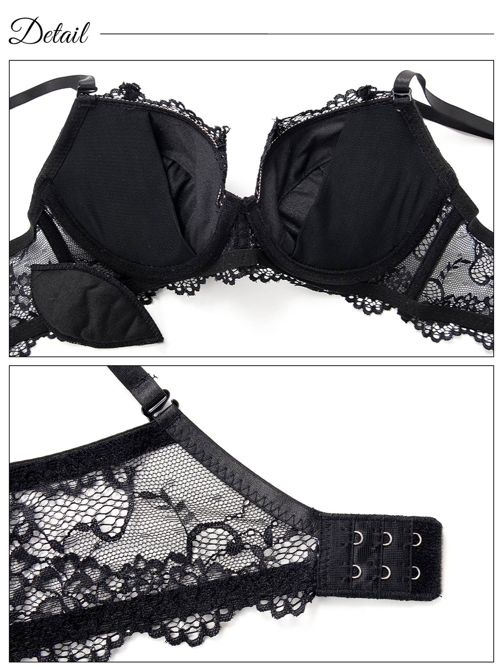 10/1再販!【ノンワイヤー】ヌーディーレース育乳脇高ブラジャー&サイド紐バック透けフルバックショーツ