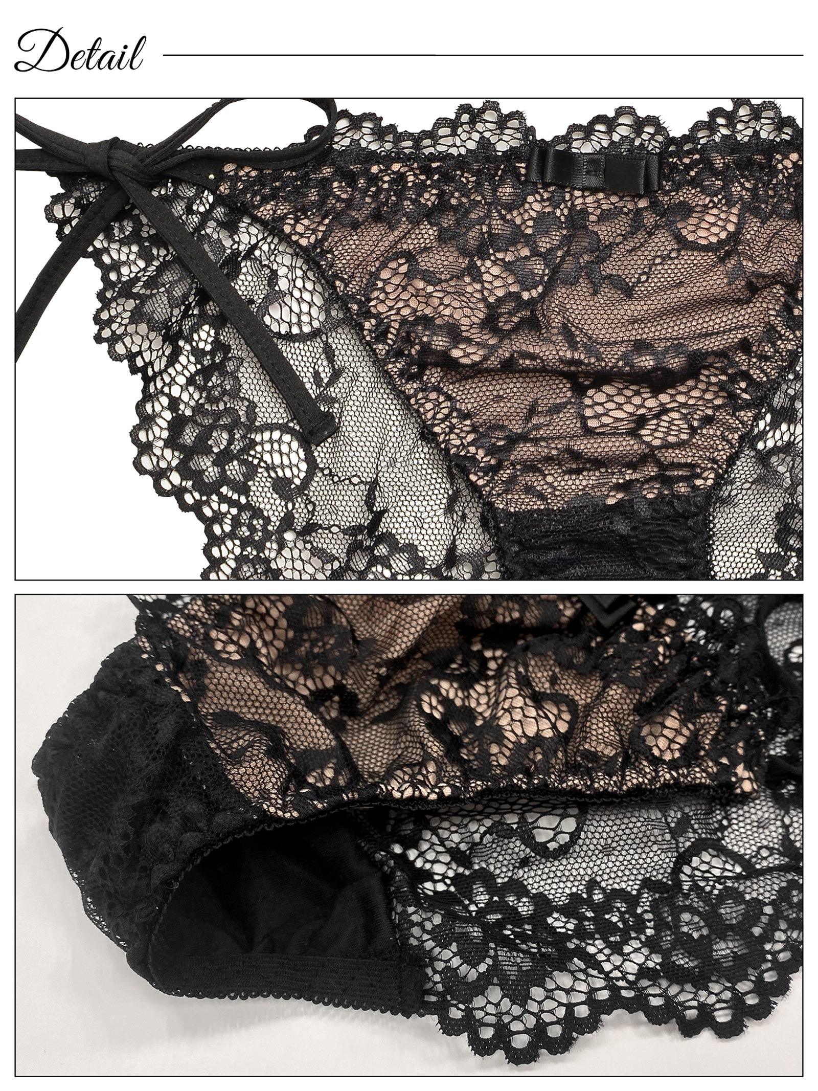 2/7再販!【ノンワイヤー】ヌーディーレース育乳脇高ブラジャー&サイド紐バック透けフルバックショーツ - 【公式】247Lingerie