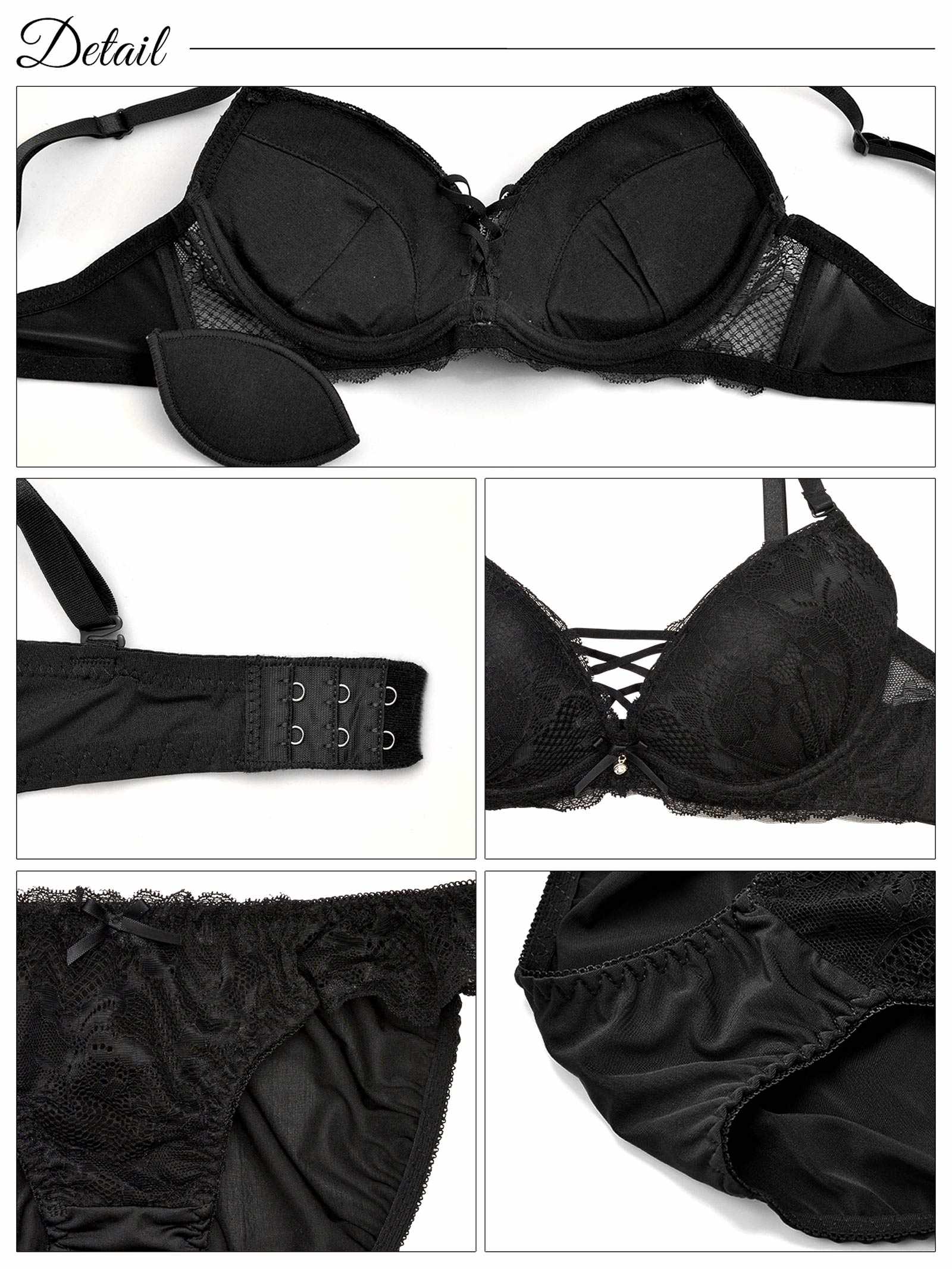 2/11再販!【EFサイズ】ワンカラーレースアップブラジャー&フルバックショーツ - 【公式】247Lingerie