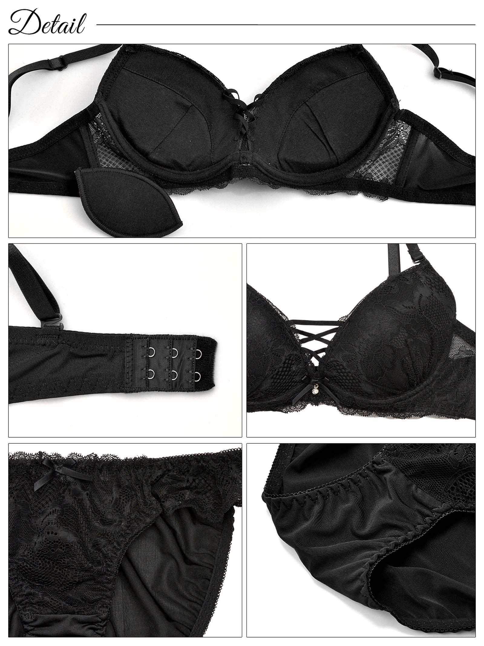 2/11再販!【EFサイズ】ワンカラーレースアップブラジャー&フルバックショーツ - 【公式】247Lingerie