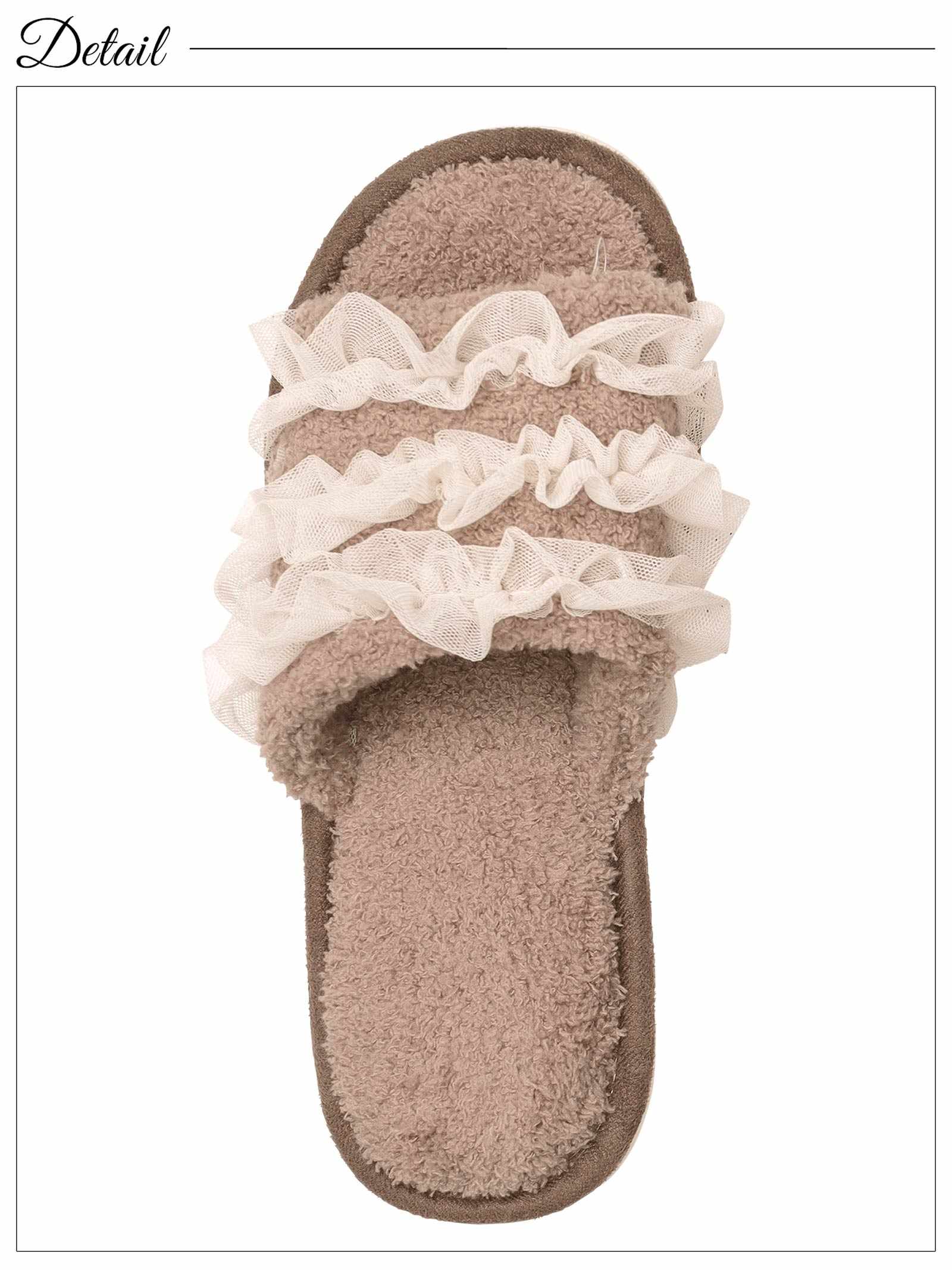 3/7新作!マイクロファイバーチュールフリルルームシューズ