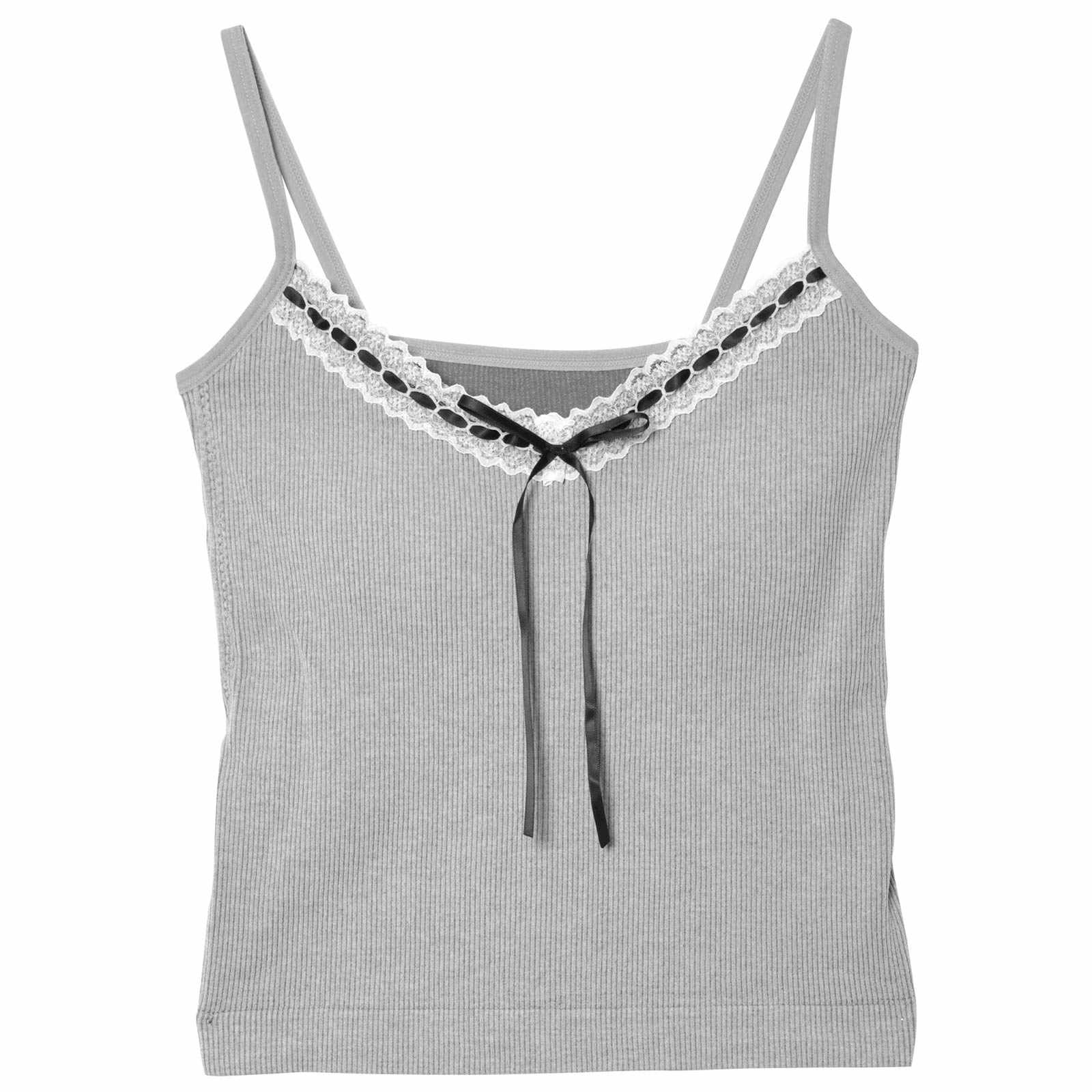 11/24新作!ガーリーレースリボンカップ付きキャミソール