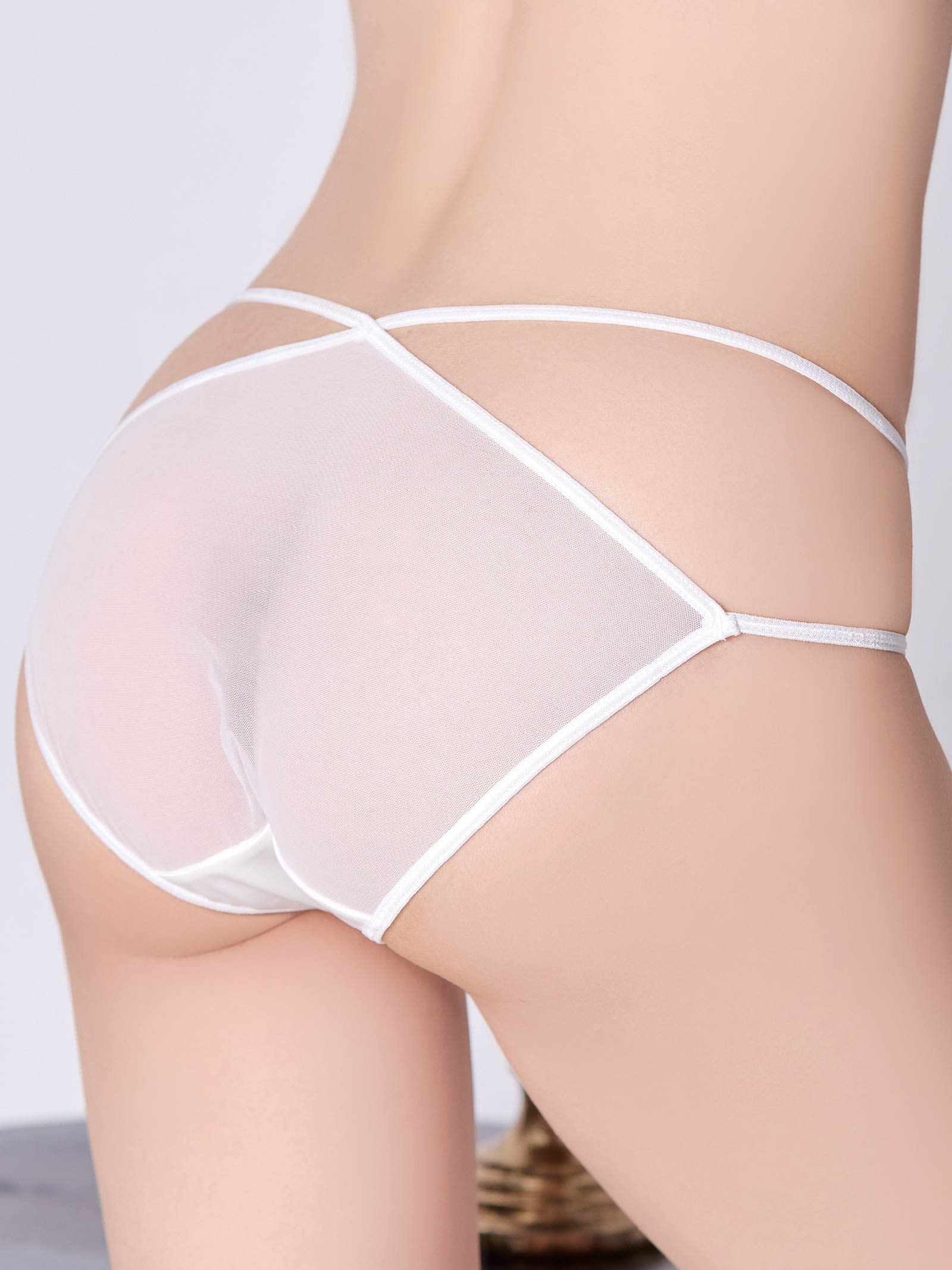 1/23新作!クロスストリングバック透けフルバックショーツ単品