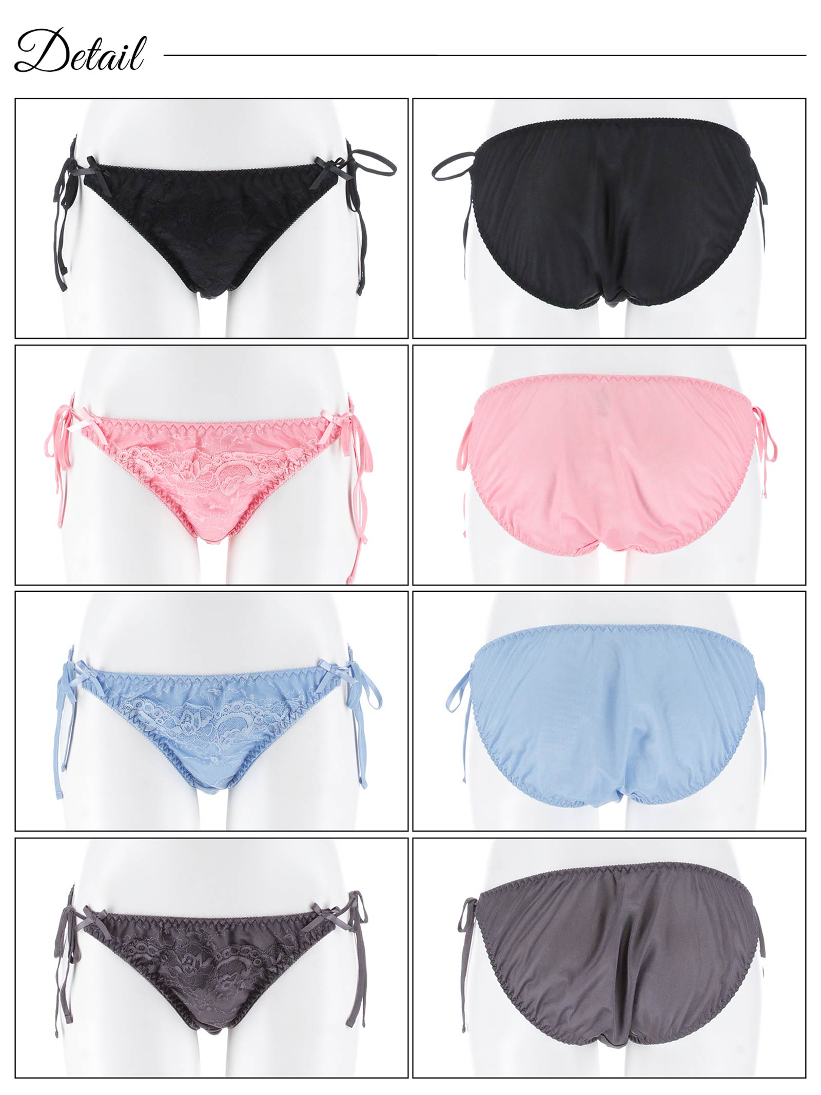 6/9新作!サイドリボンフルールレースサイド紐フルバックショーツ単品