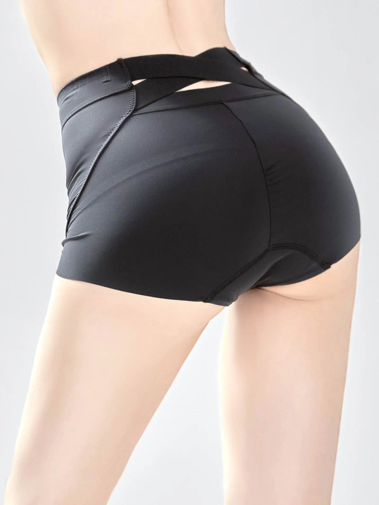 1/5新作!ハイウエストバッククロス骨盤サポートボックスショーツ単品