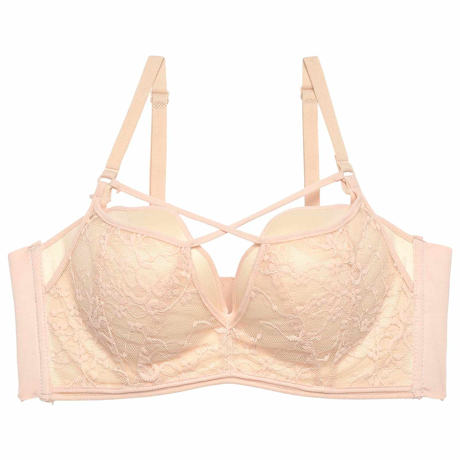 【ノンワイヤー】レースレイヤードクロス育乳脇高ブラジャー単品