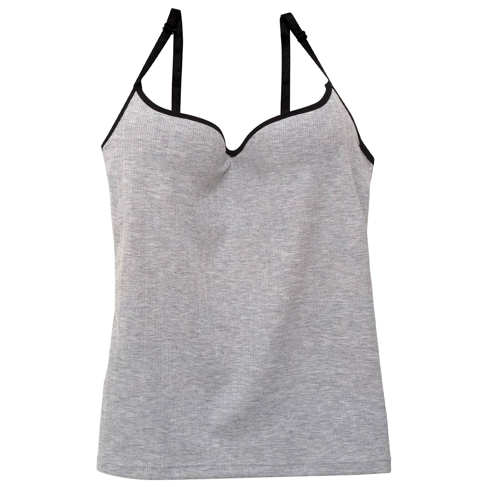 カジュアルパイピングリブカップ付きキャミソール