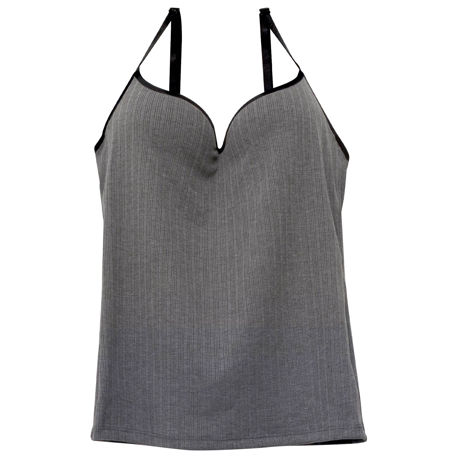 カジュアルパイピングリブカップ付きキャミソール