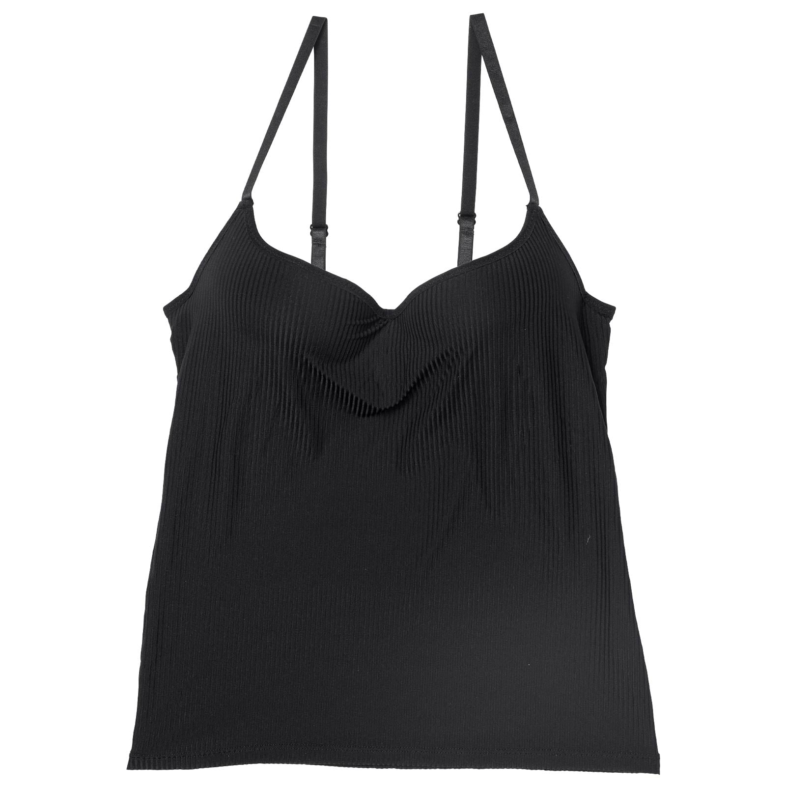 シンプルリブストレッチカップ付きキャミソール