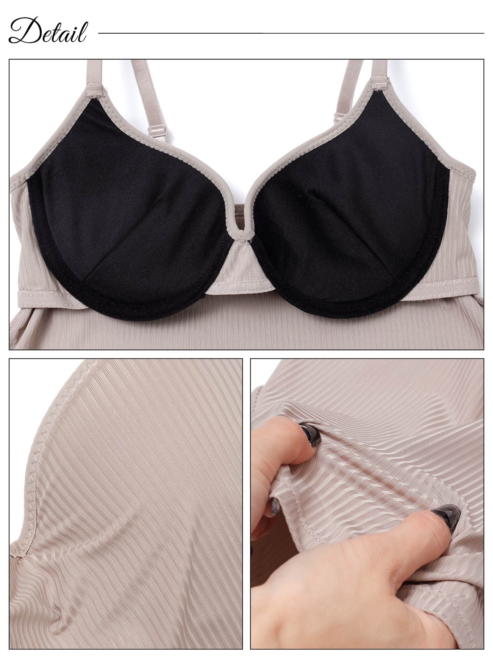 シンプルリブストレッチカップ付きキャミソール