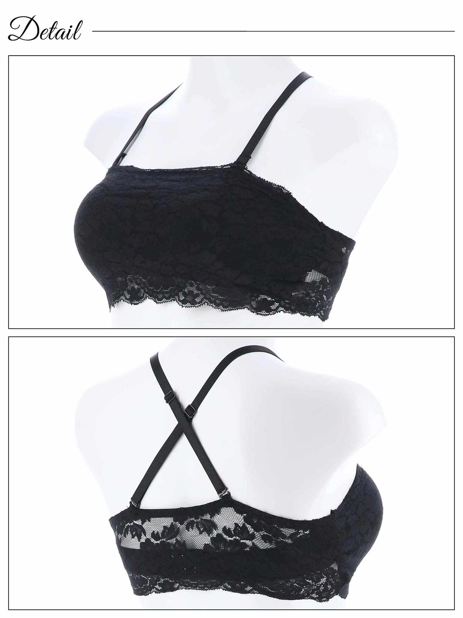 【ノンワイヤー】フラワー総レースチューブブラジャー単品