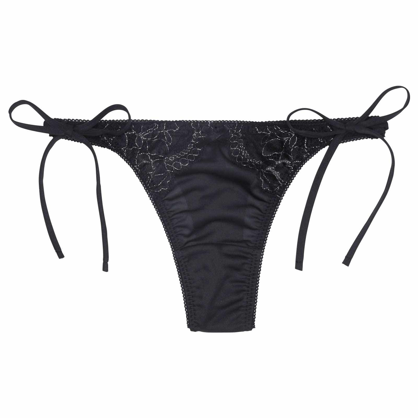 シャイニーシアーレースサイド紐Tバックショーツ単品