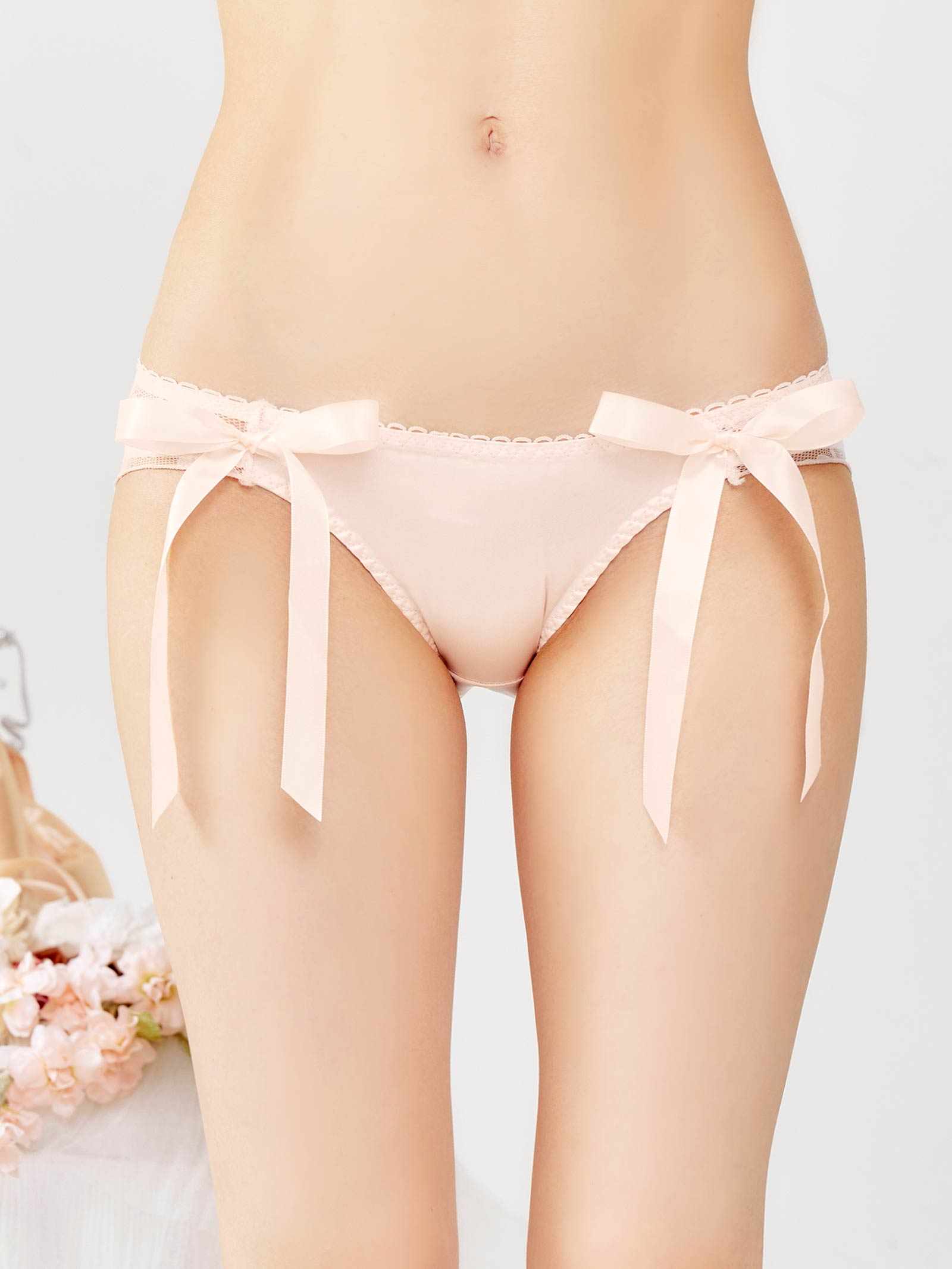 4/7新作!ロマンティックリボンレースバック透けフルバックショーツ単品