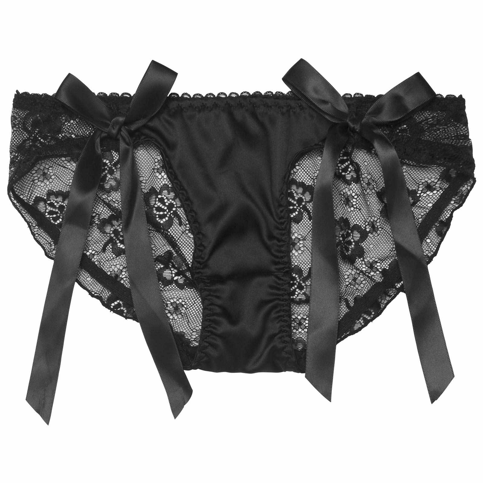 ロマンティックリボンレースバック透けフルバックショーツ単品