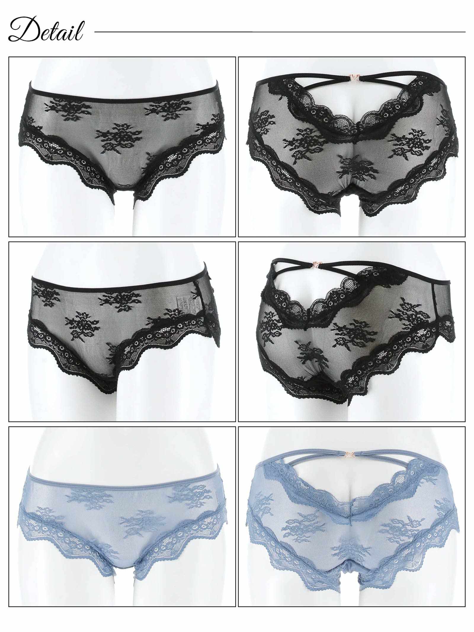 4/14新作!ハートストリングカットレースバック透けフルバックショーツ単品