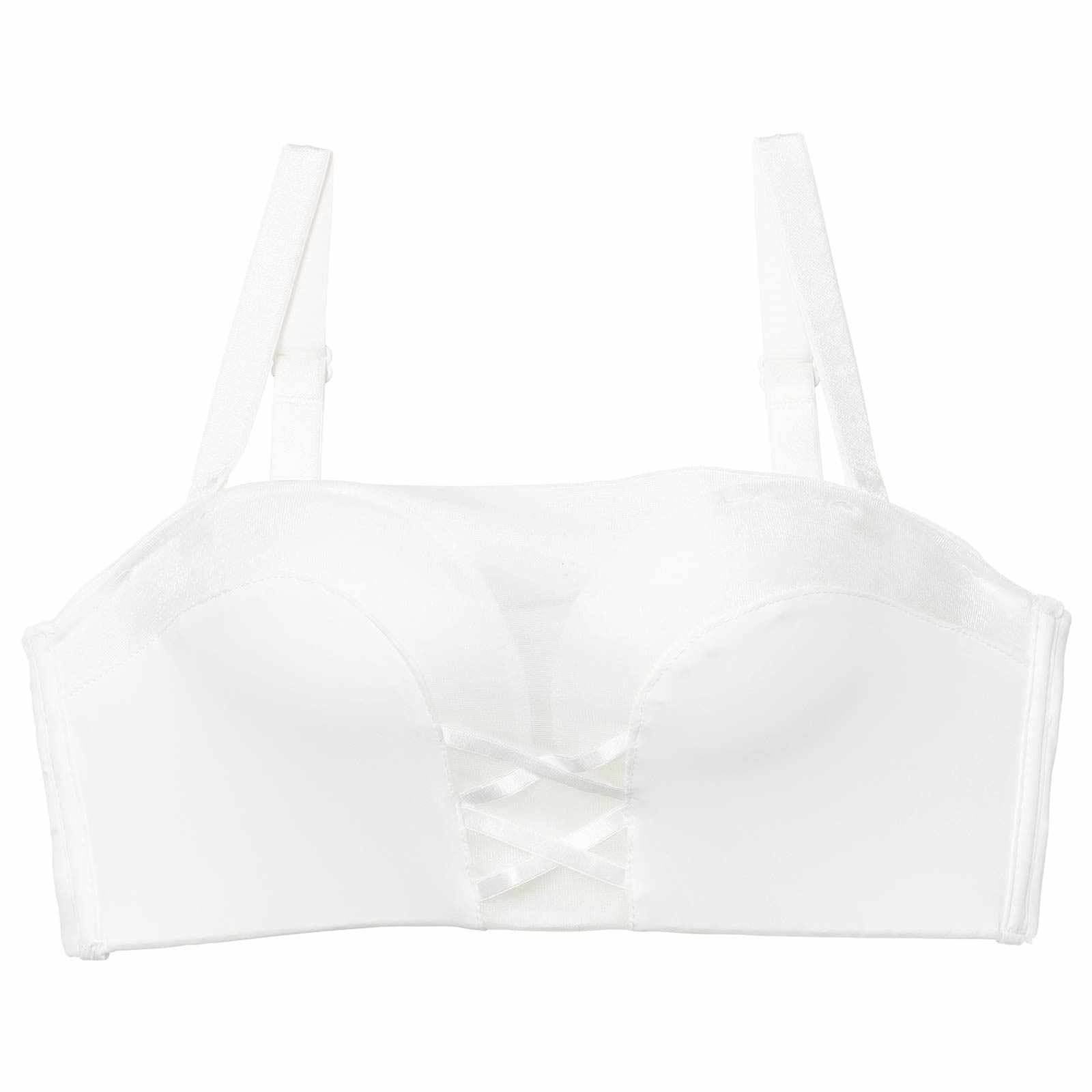 【ノンワイヤー】シースルーレースアップチューブブラジャー単品