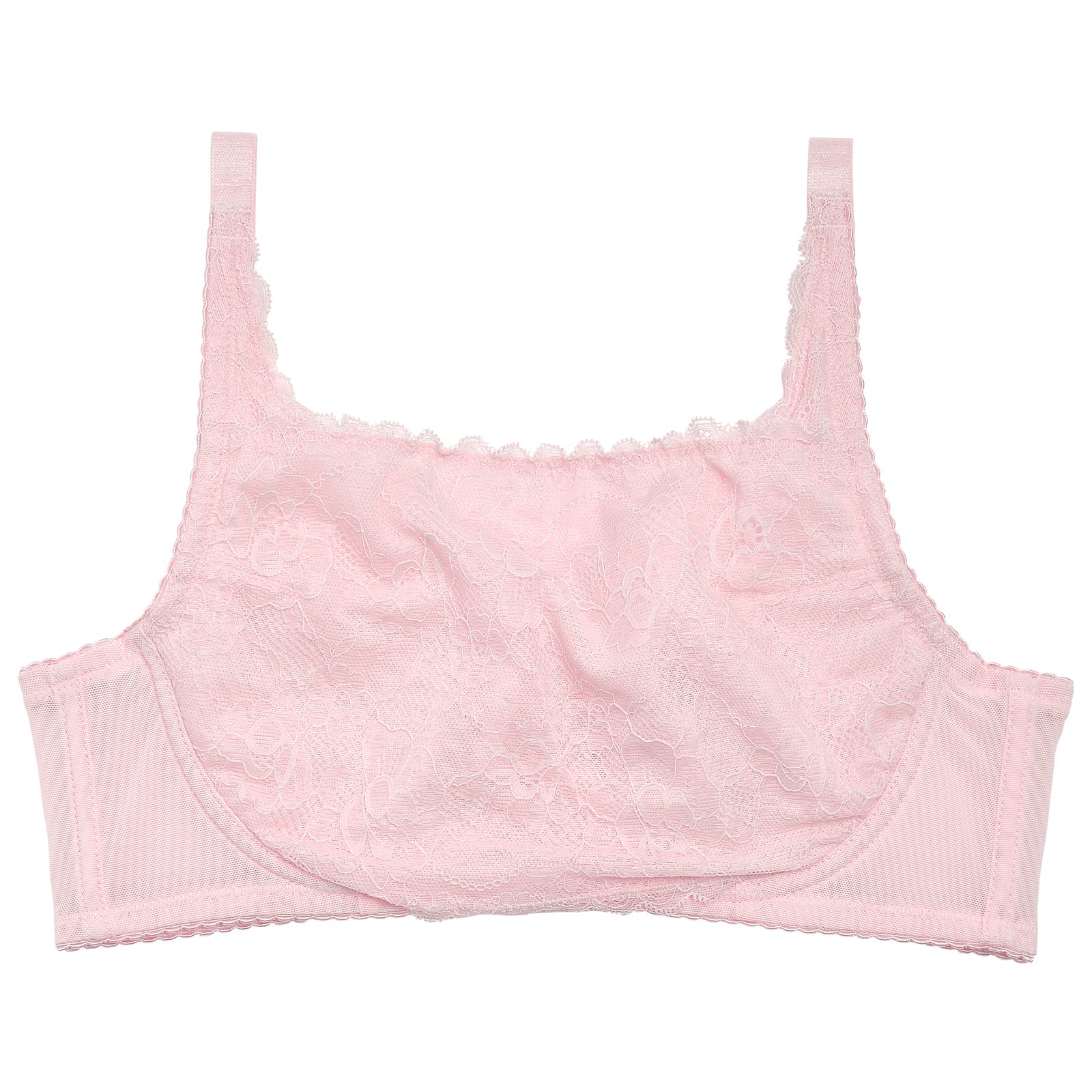 ワンカラーレース×ワイヤー入り小さく見せるブラ単品