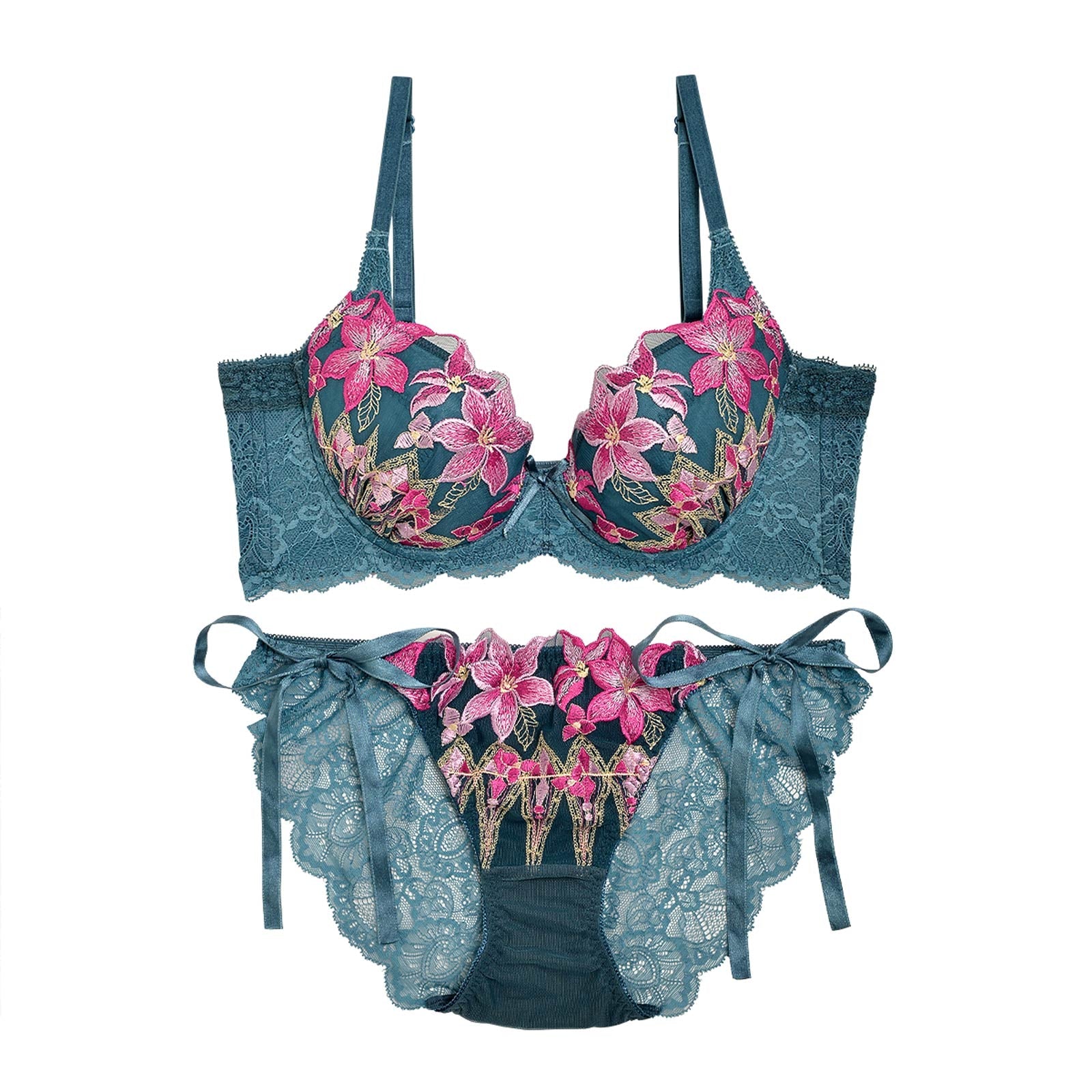 【永尾まりや着用】【Reinest】ビューティーリリィ育乳脇高★魔法のブラジャー&サイド紐バック透けフルバックショーツ - 【公式】247Lingerie