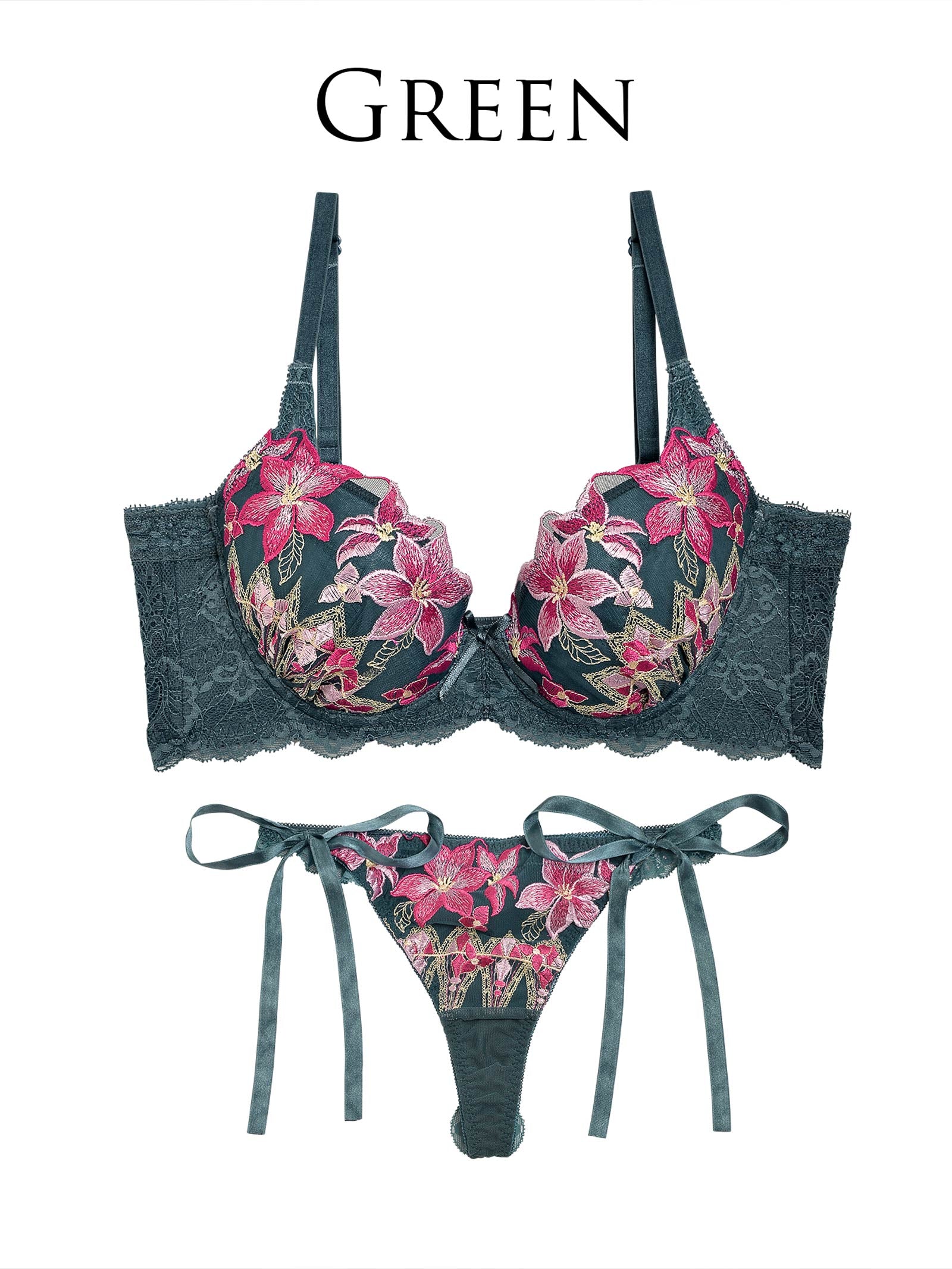 【永尾まりや着用】【Reinest】ビューティーリリィ育乳脇高★魔法のブラジャー&サイド紐バック透けTバックショーツ - 【公式】247Lingerie