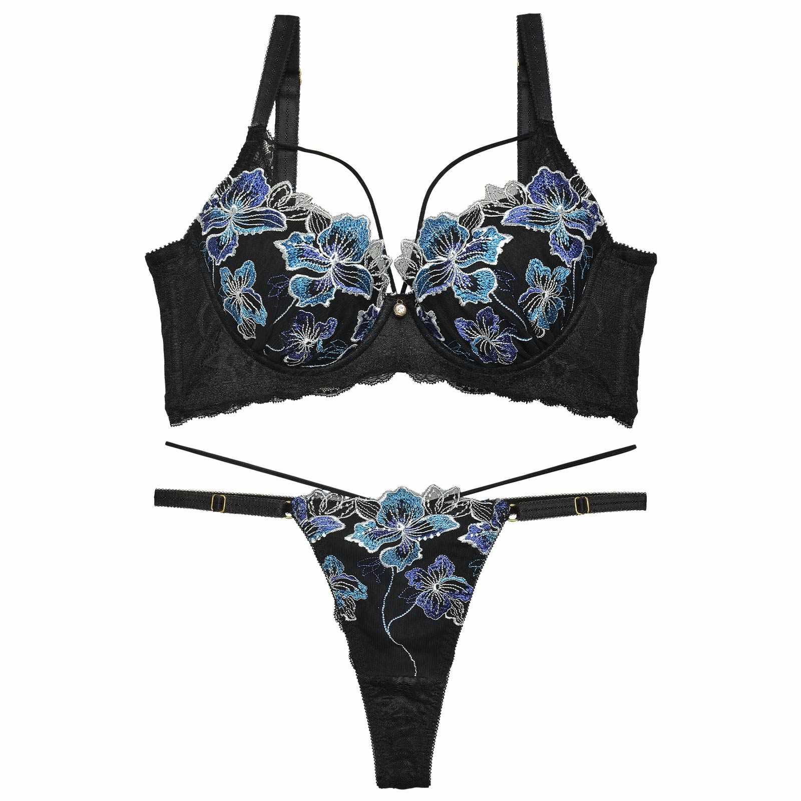 【Reinest】グロリアスマリンフラワー育乳脇高★魔法のブラジャー&バック透けTバックショーツ - 【公式】247Lingerie