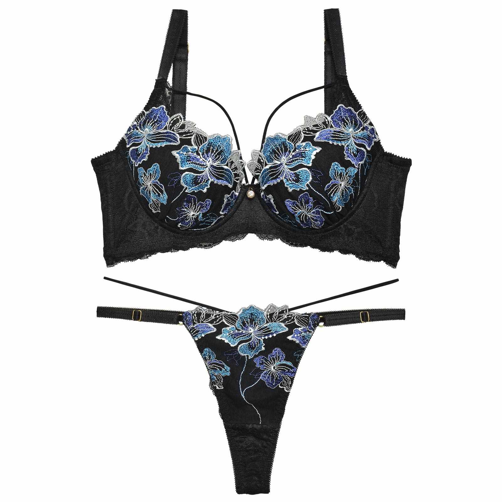 11/28再販!【Reinest】グロリアスマリンフラワー育乳脇高★魔法のブラジャー&バック透けTバックショーツ