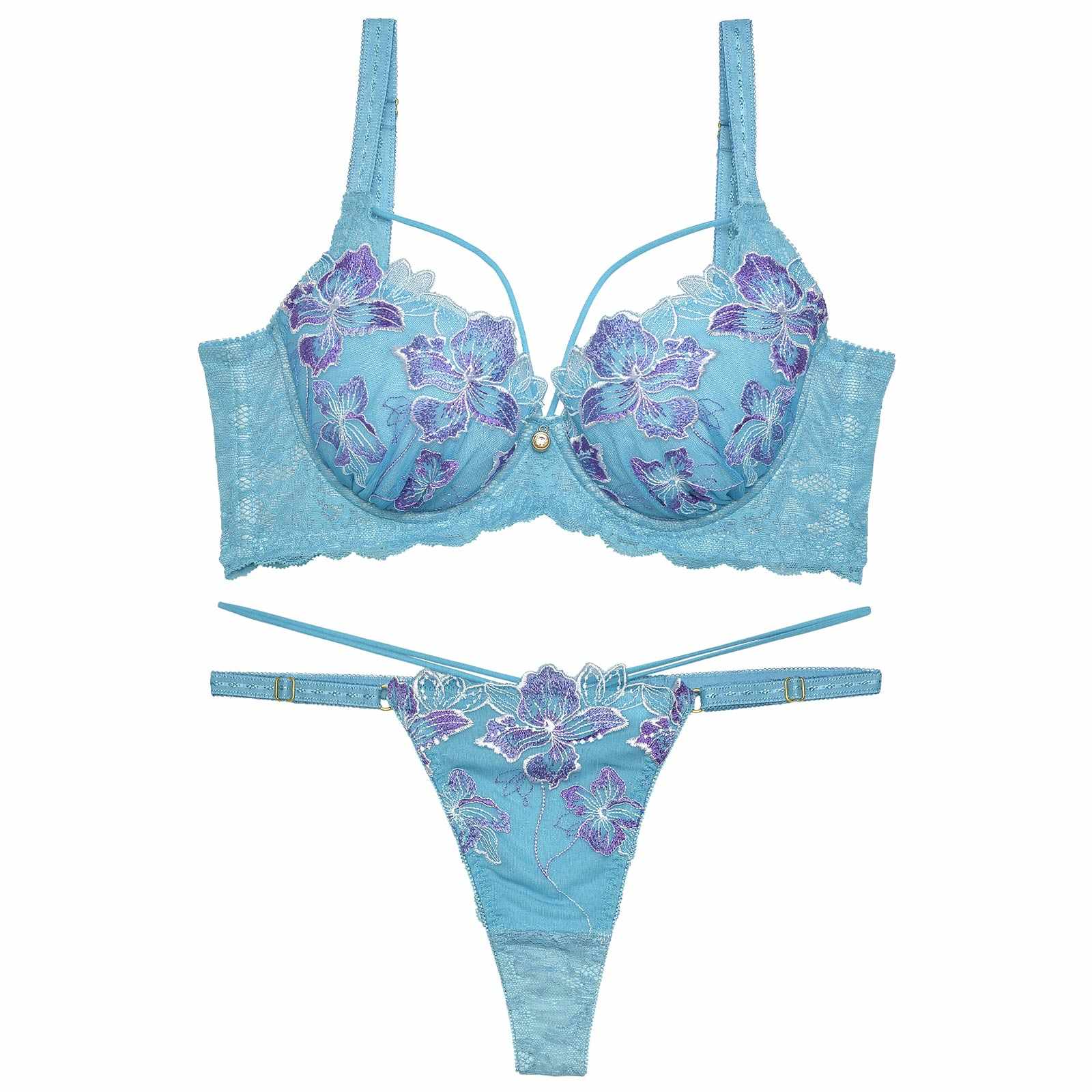 11/28再販!【Reinest】グロリアスマリンフラワー育乳脇高★魔法のブラジャー&バック透けTバックショーツ