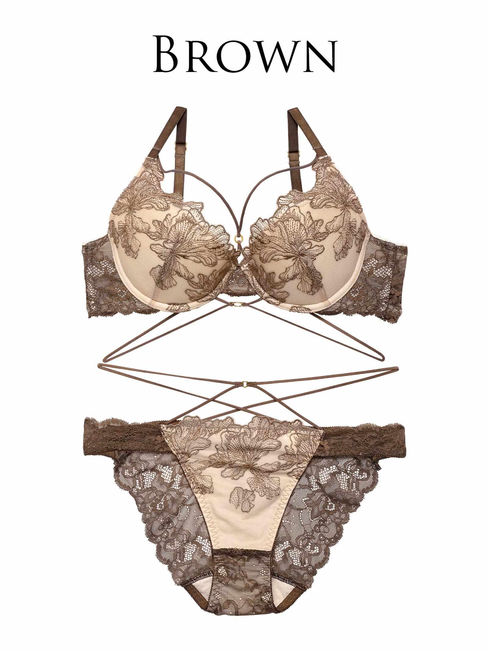 【Reinest】エレガンスペタルコードブラジャー&バック透けフルバックショーツ - 【公式】247Lingerie