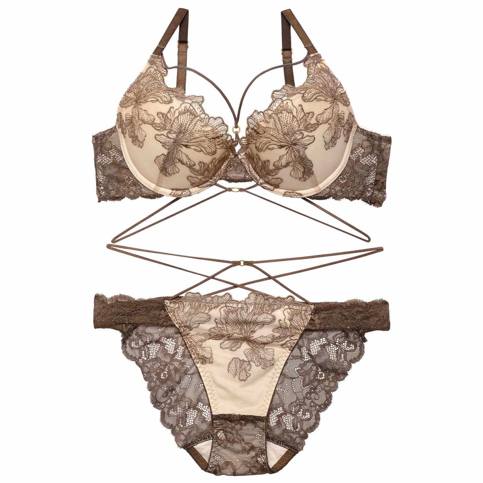 【Reinest】エレガンスペタルコードブラジャー&バック透けフルバックショーツ - 【公式】247Lingerie