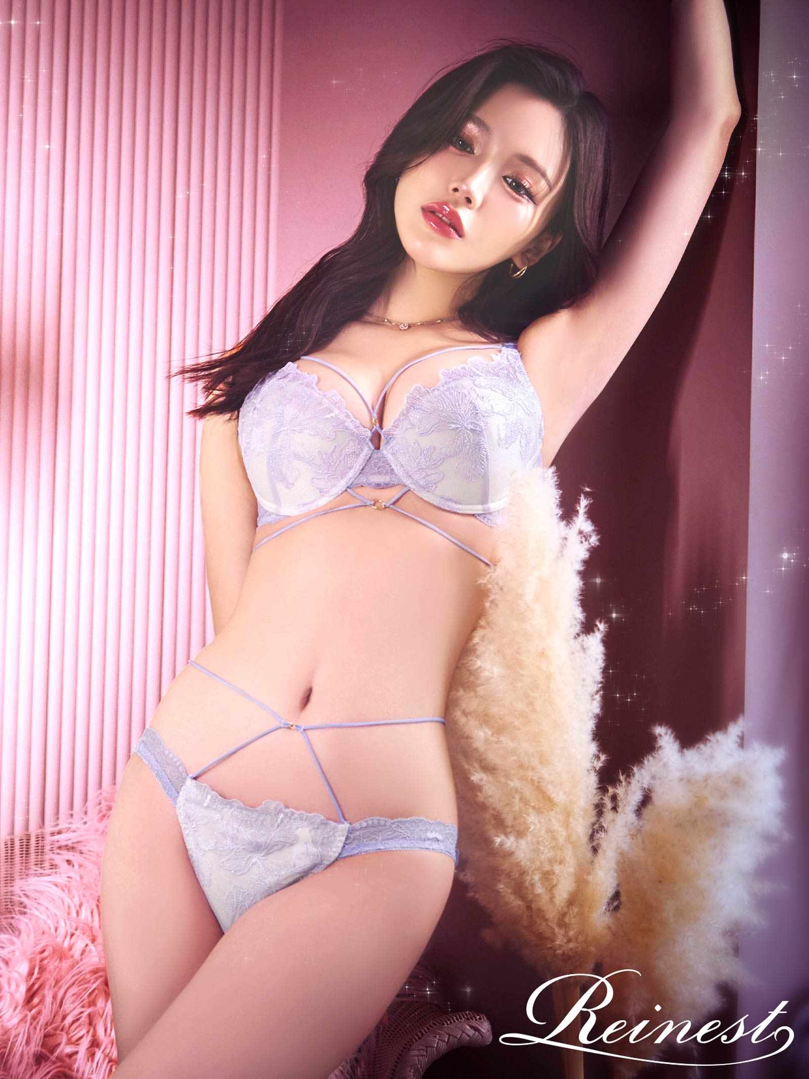 【Reinest】エレガンスペタルコードブラジャー&バック透けTバックショーツ - 【公式】247Lingerie