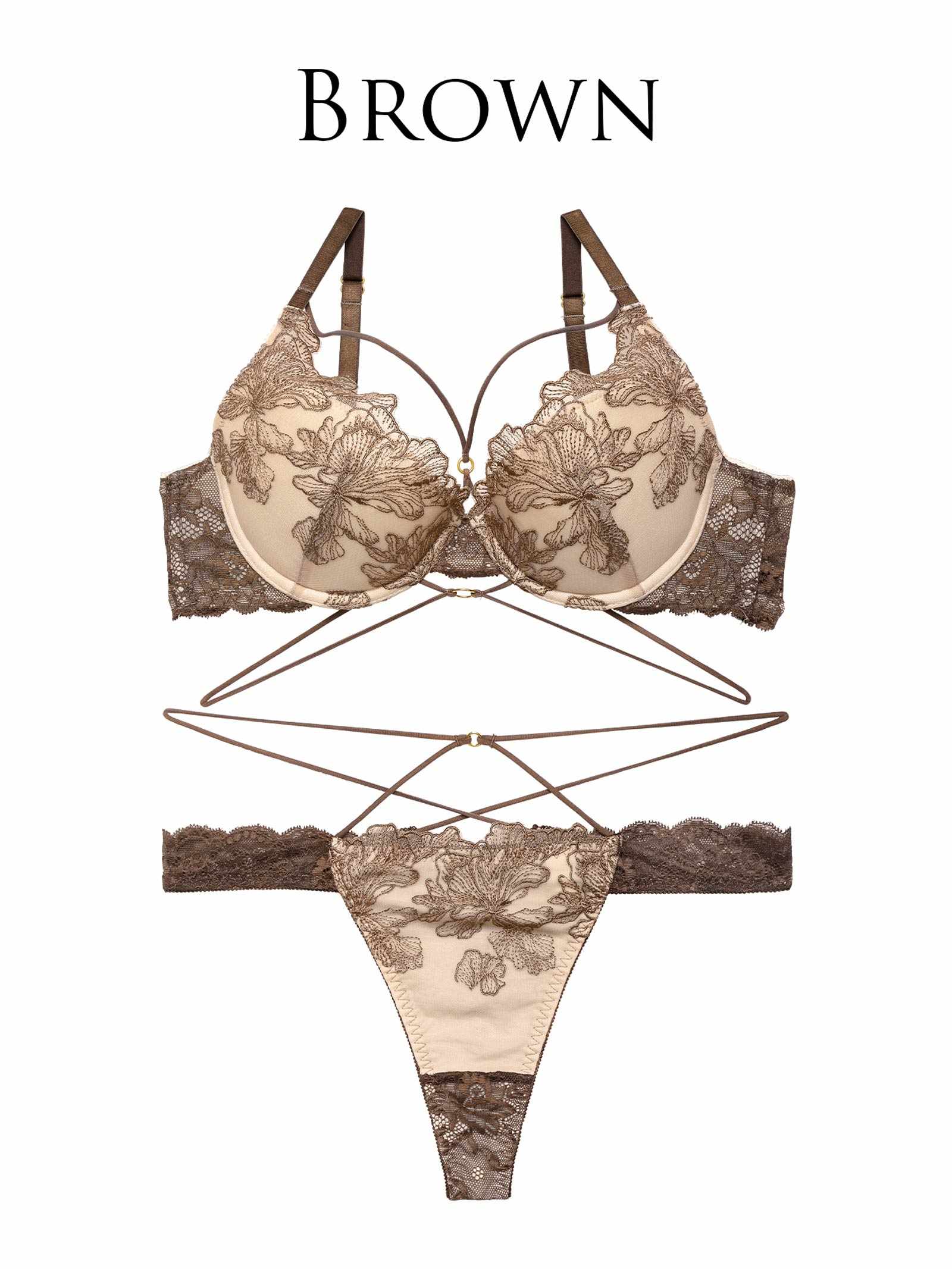 【Reinest】エレガンスペタルコードブラジャー&バック透けTバックショーツ - 【公式】247Lingerie