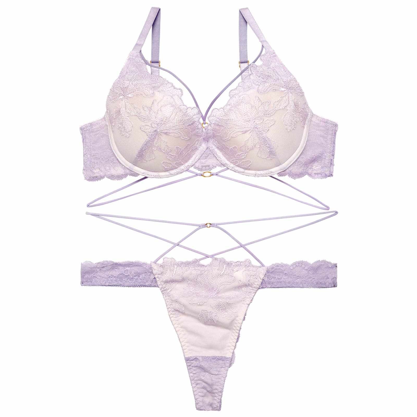 【Reinest】エレガンスペタルコードブラジャー&バック透けTバックショーツ - 【公式】247Lingerie