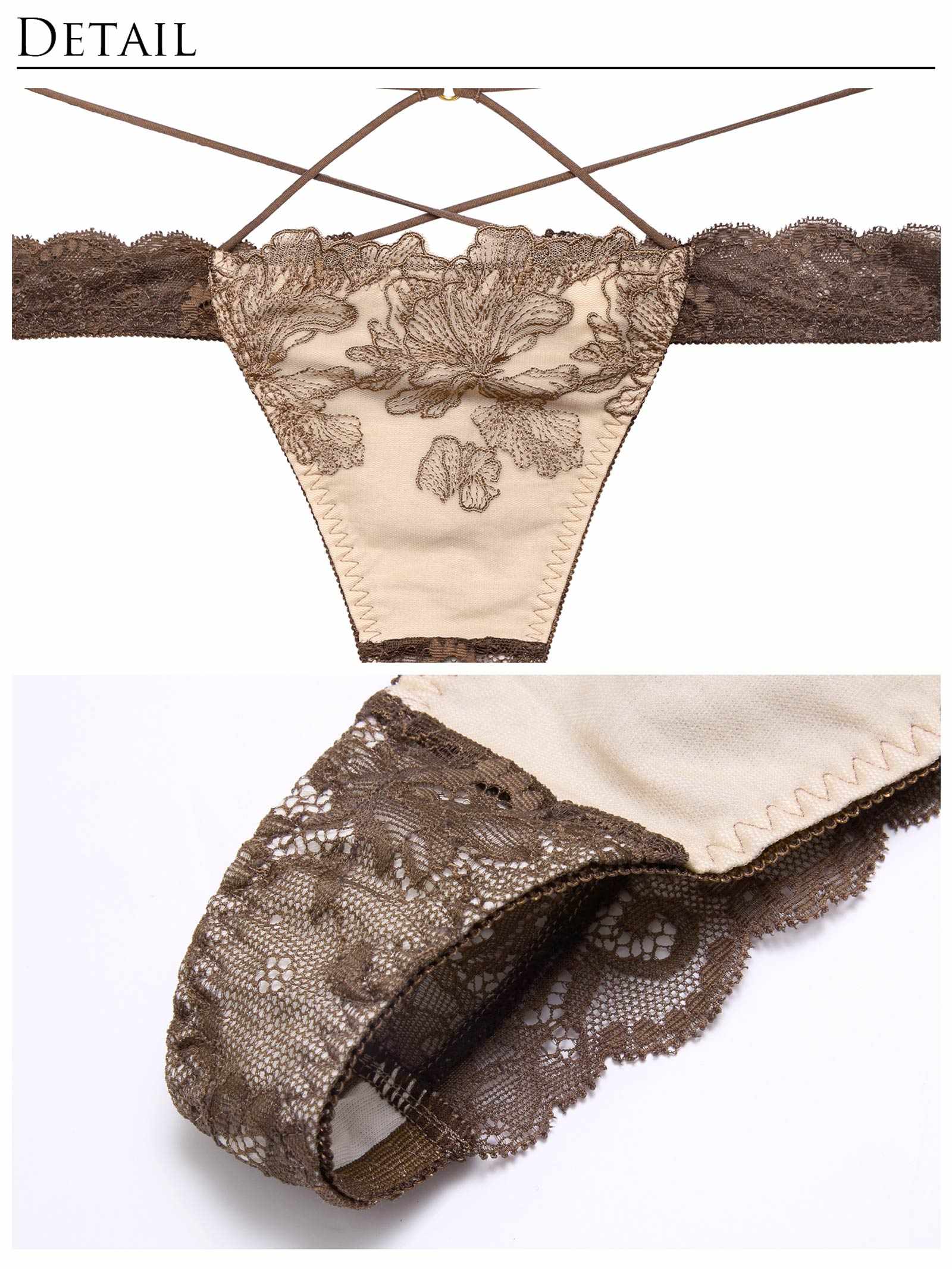 【Reinest】エレガンスペタルコードブラジャー&バック透けTバックショーツ - 【公式】247Lingerie