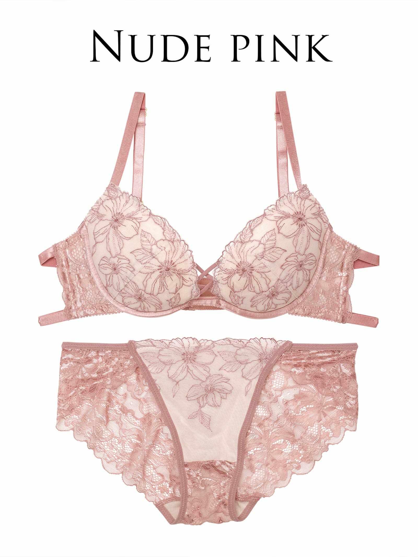 【Reinest】クラシカルヌーディフルールブラジャー&バック透けフルバックショーツ - 【公式】247Lingerie