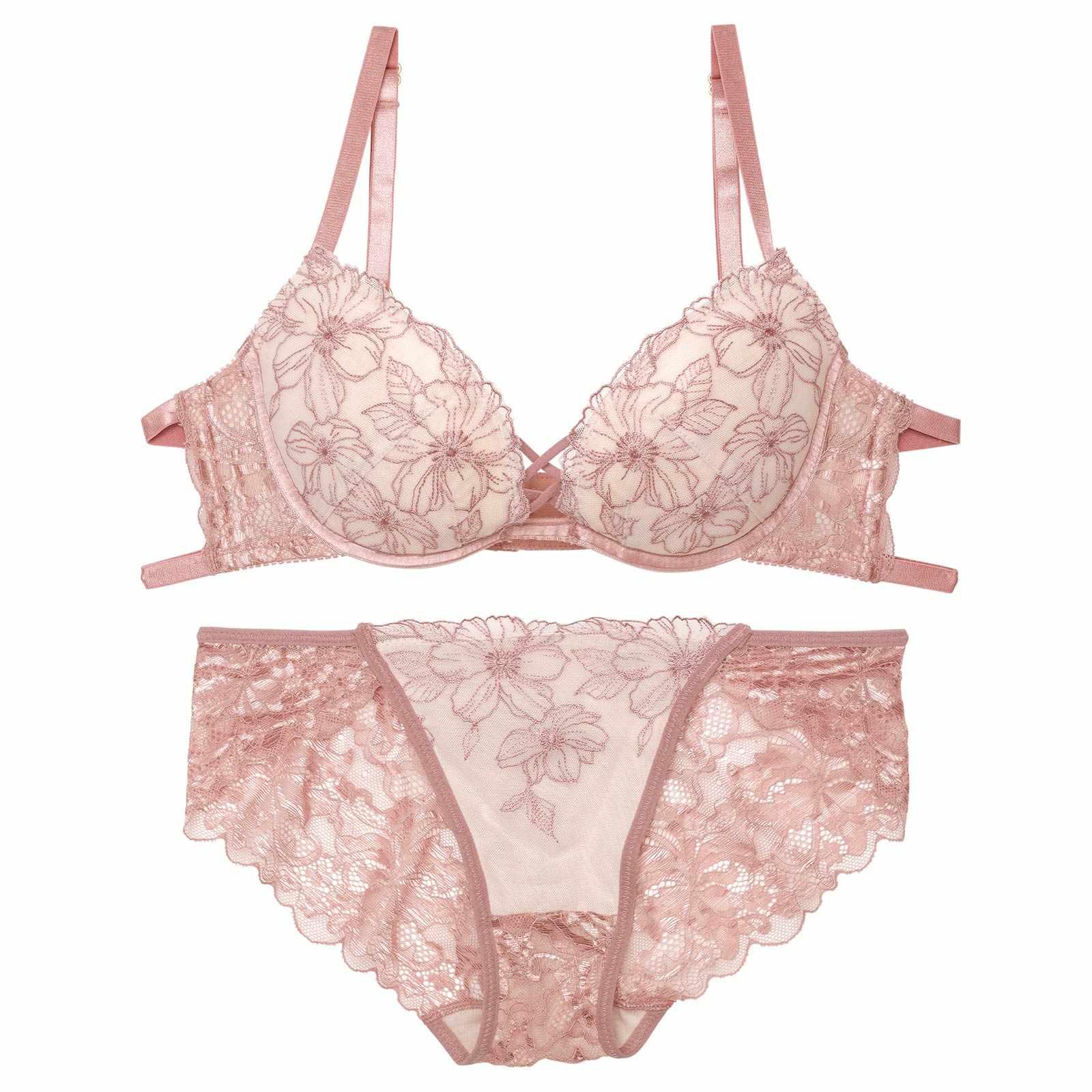 【Reinest】クラシカルヌーディフルールブラジャー&バック透けフルバックショーツ - 【公式】247Lingerie