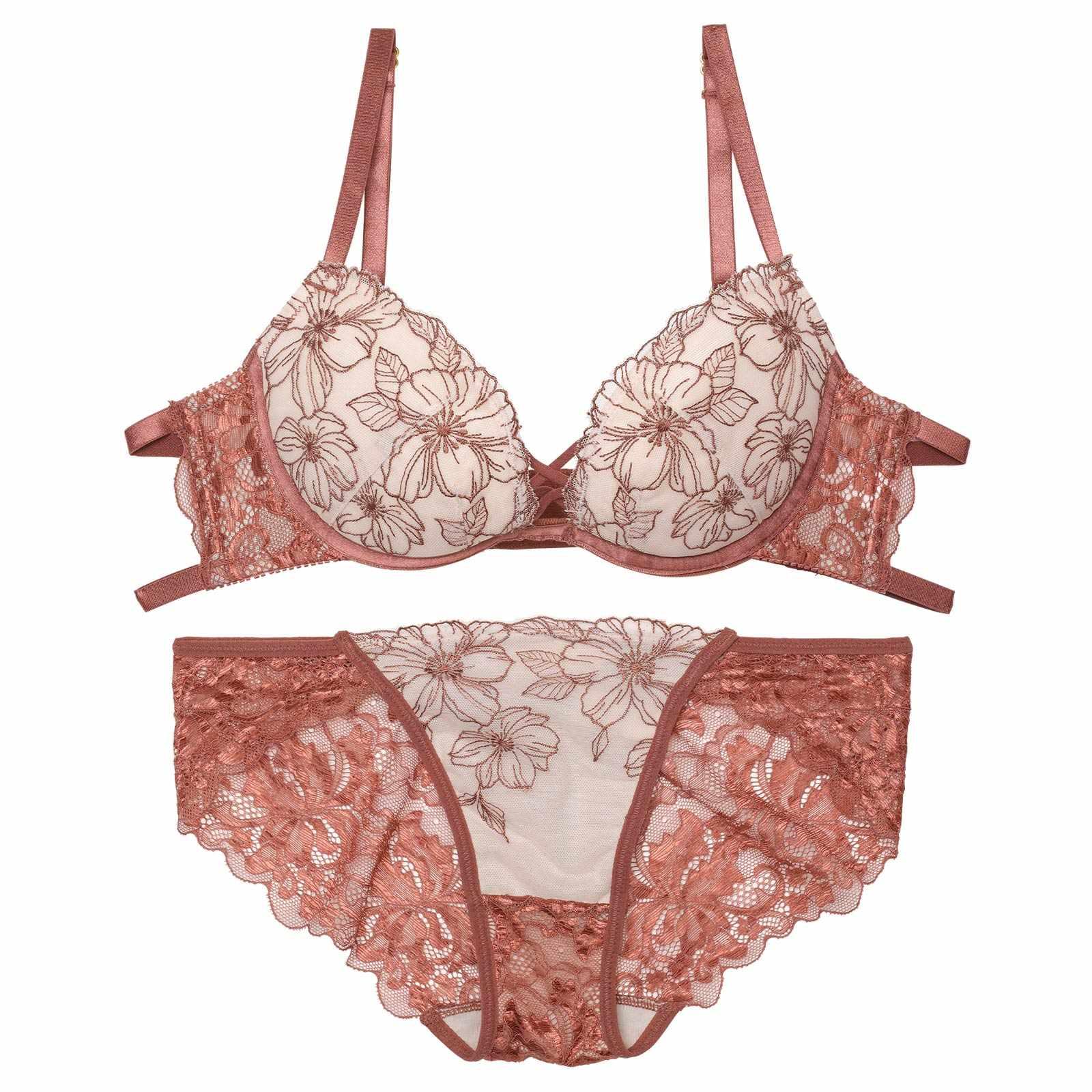 【Reinest】クラシカルヌーディフルールブラジャー&バック透けフルバックショーツ - 【公式】247Lingerie