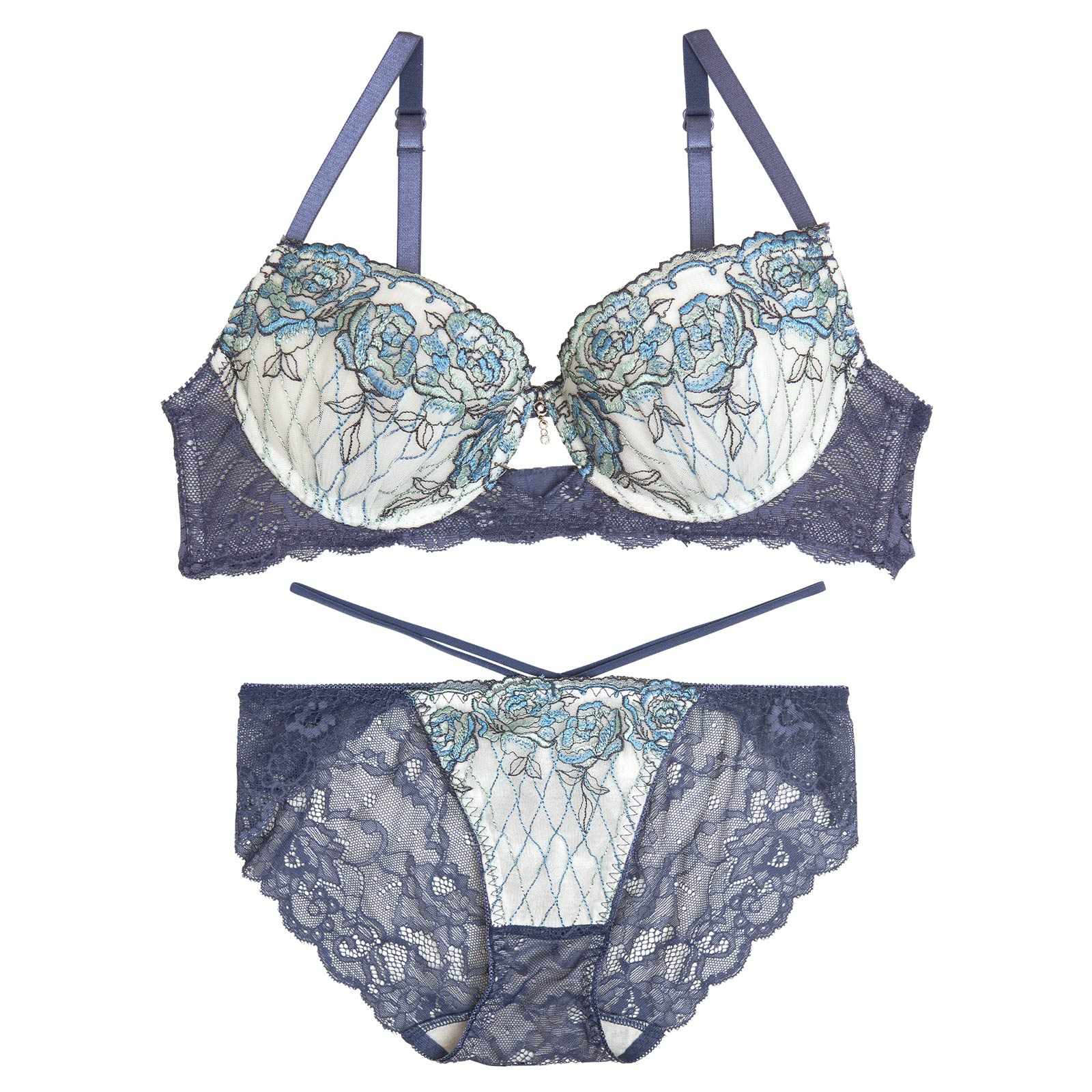 【永尾まりや着用】【Reinest】ミスティックローズブロッサムブラジャー&バック透けフルバックショーツ