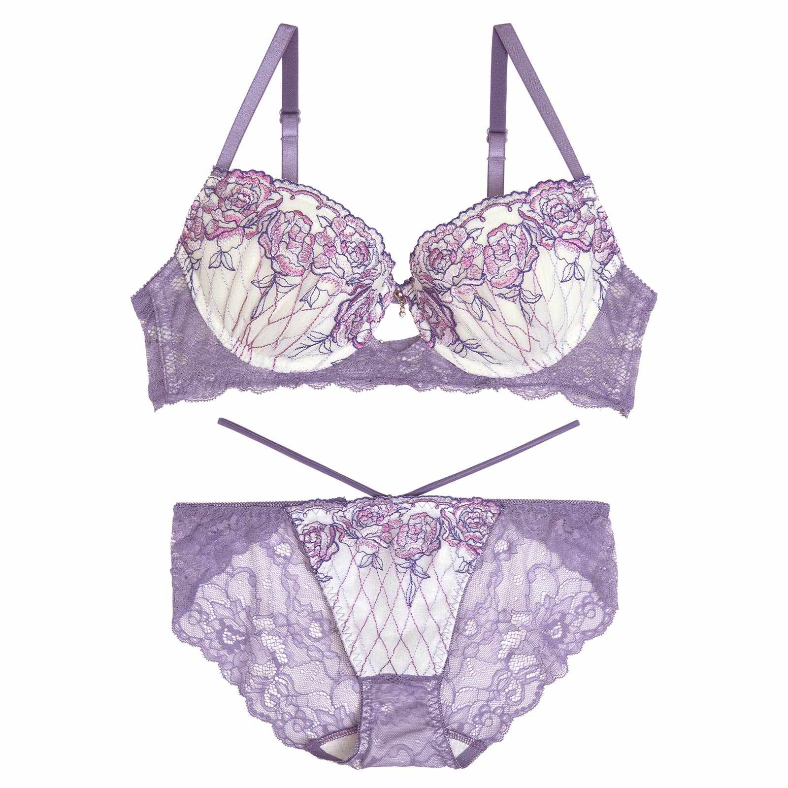 【永尾まりや着用】【Reinest】ミスティックローズブロッサムブラジャー&バック透けフルバックショーツ