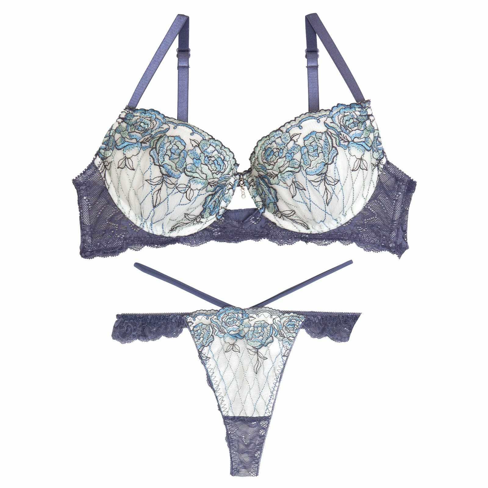 【永尾まりや着用】【Reinest】ミスティックローズブロッサムブラジャー&バック透けTバックショーツ - 【公式】247Lingerie