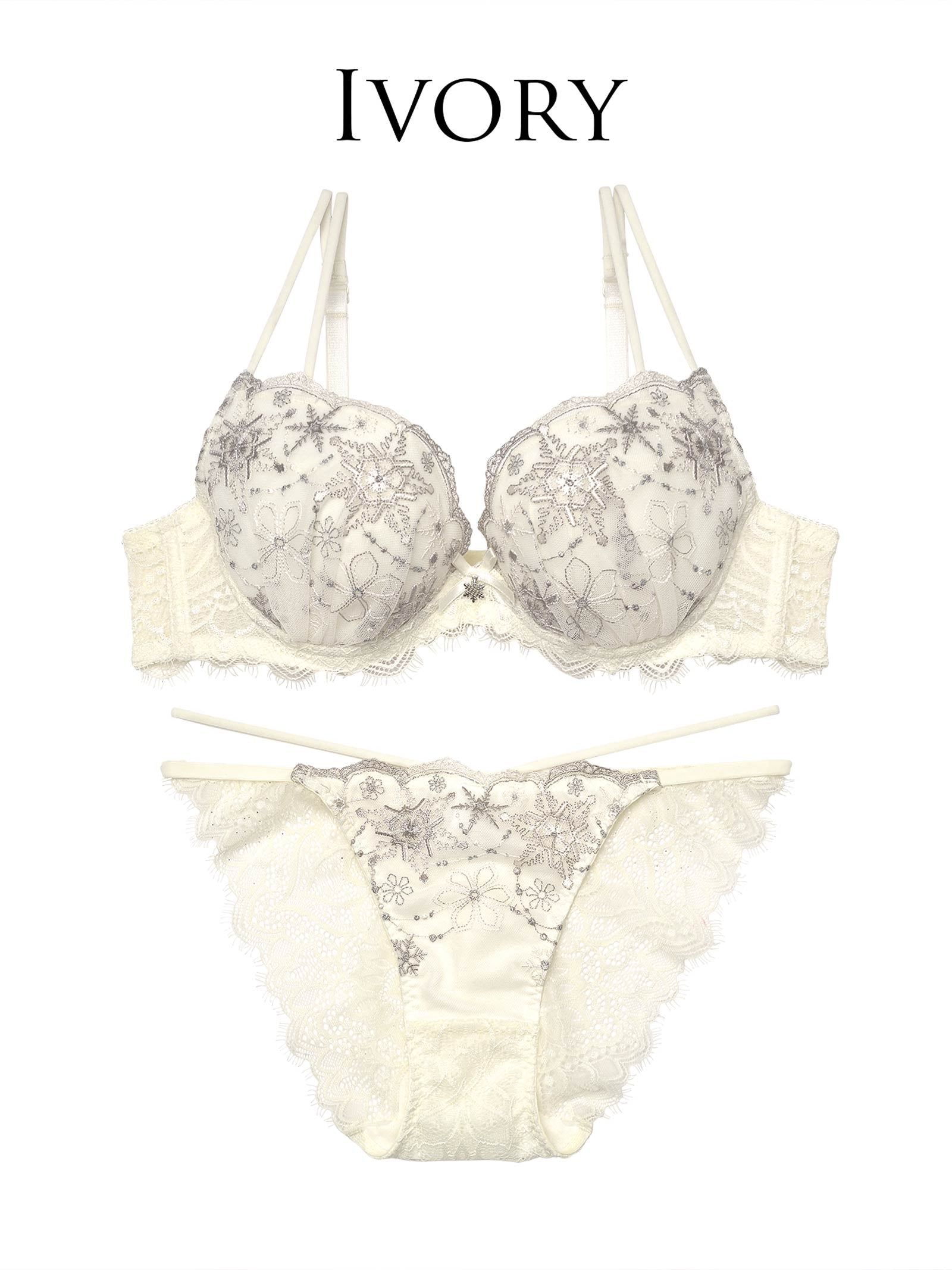 【Reinest】ファンシースノークリスタルブラジャー&バック透けフルバックショーツ