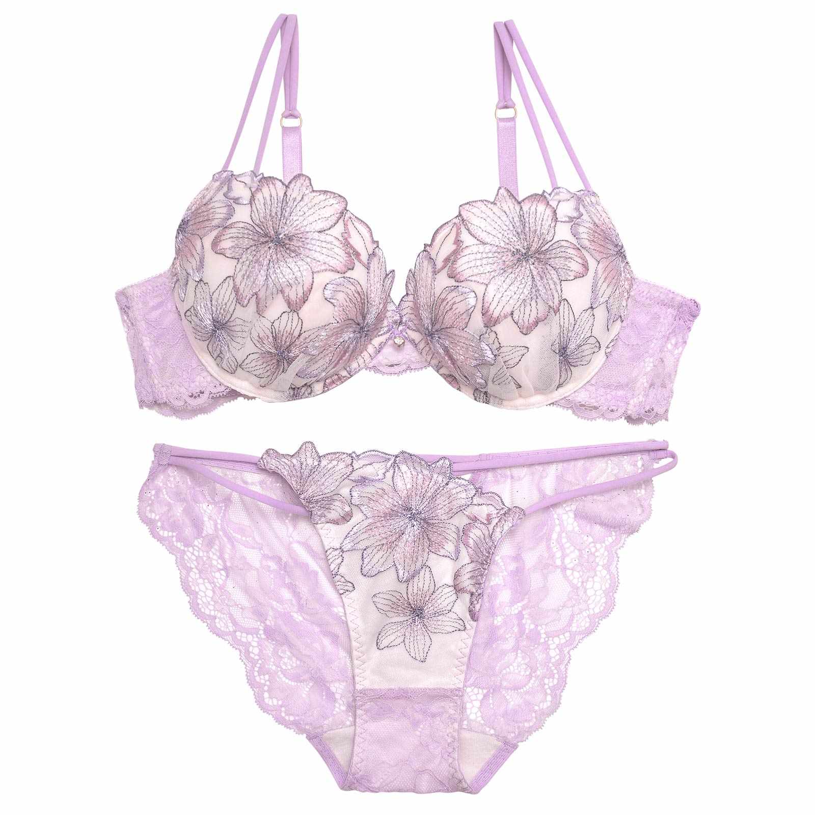 11/19再販!【Reinest】スイートシアーリリーブラジャー&バック透けフルバックショーツ